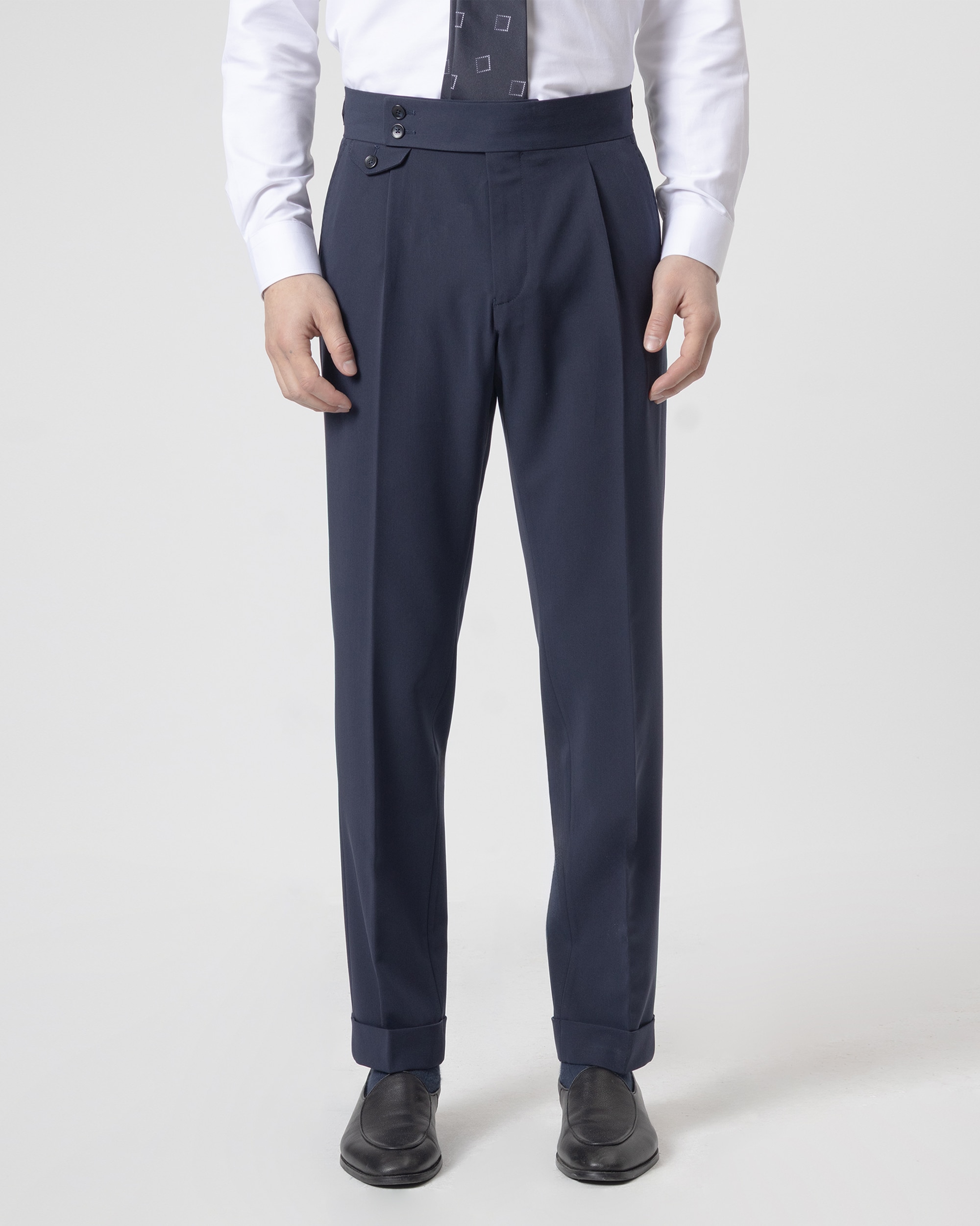 Calças Formais Altas Non Iron Slim Fit Azul-marinho-2