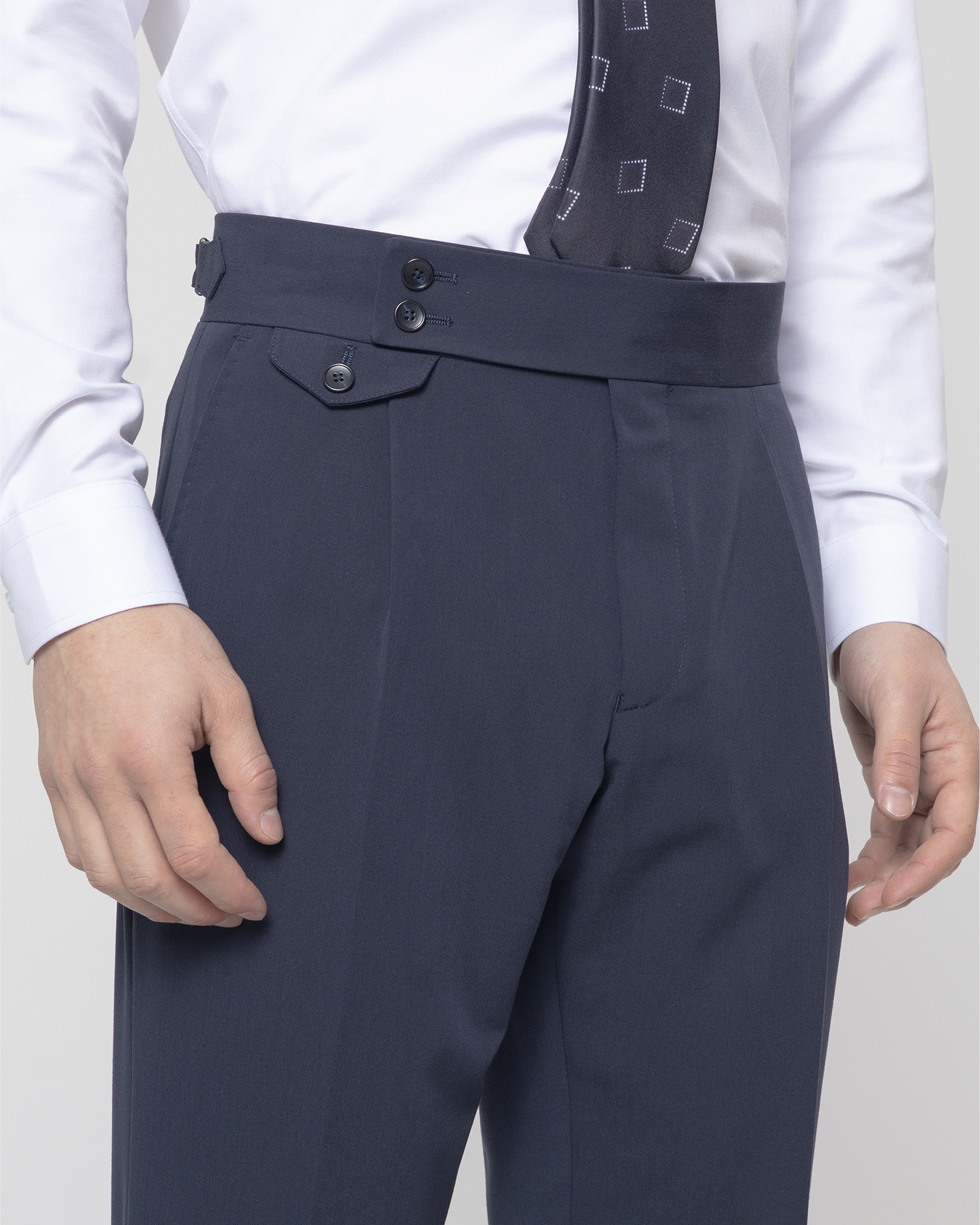 Calças Formais Altas Non Iron Slim Fit Azul-marinho-3