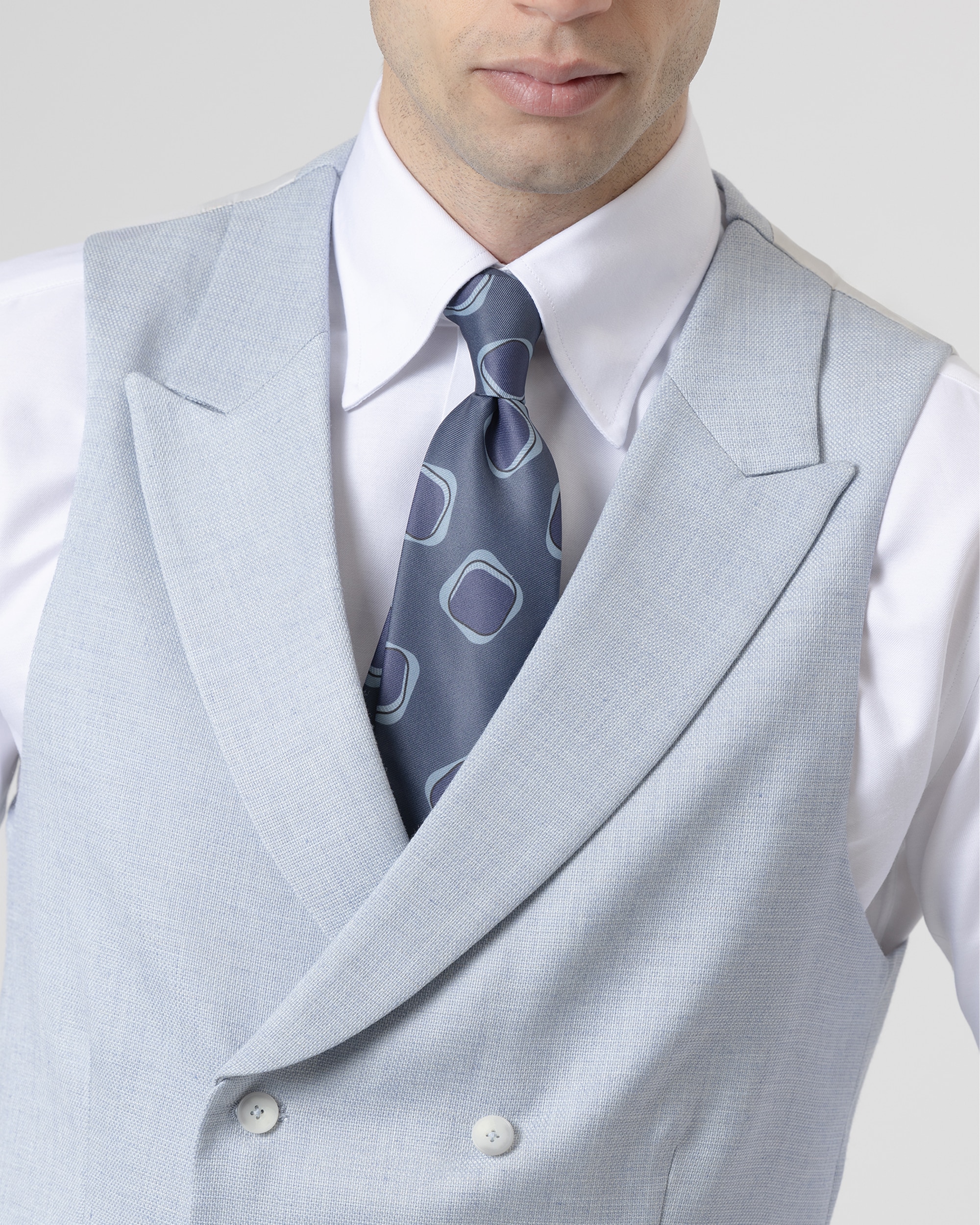 Colete Cruzado Formal Slim Fit Azul-celeste-2