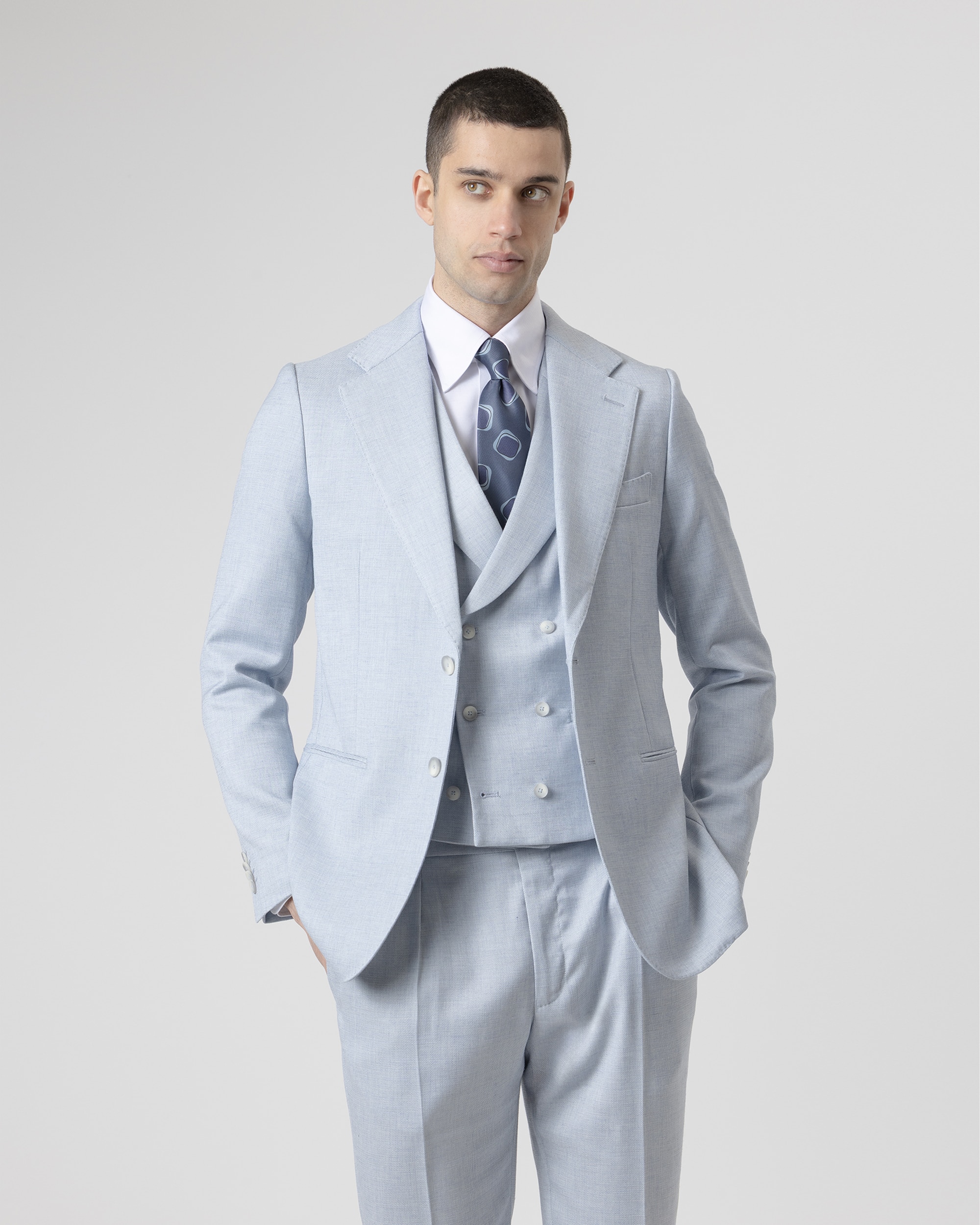 Colete Cruzado Formal Slim Fit Azul-celeste-3