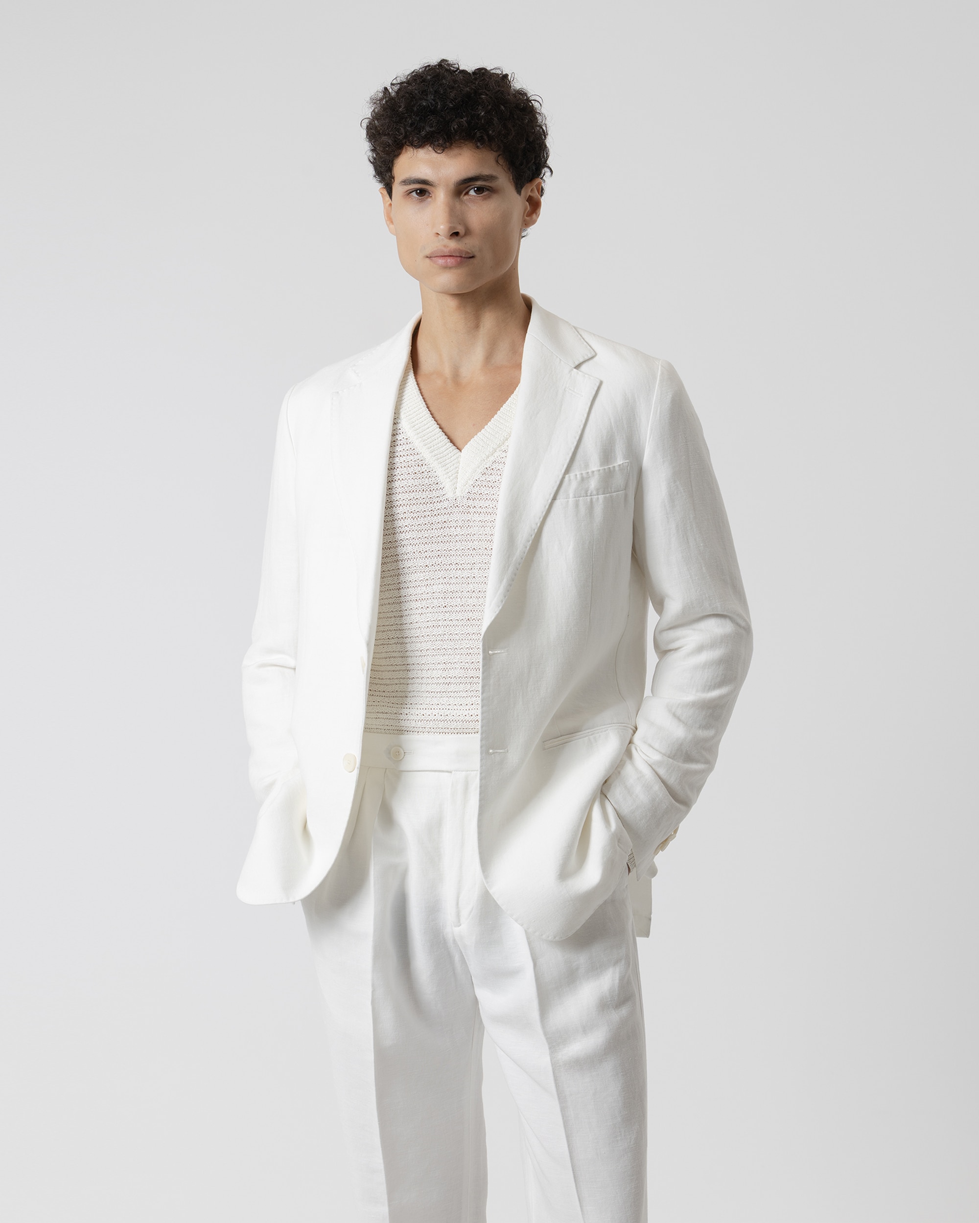 Blazer Desestruturado Slim Fit Branco Branco-2