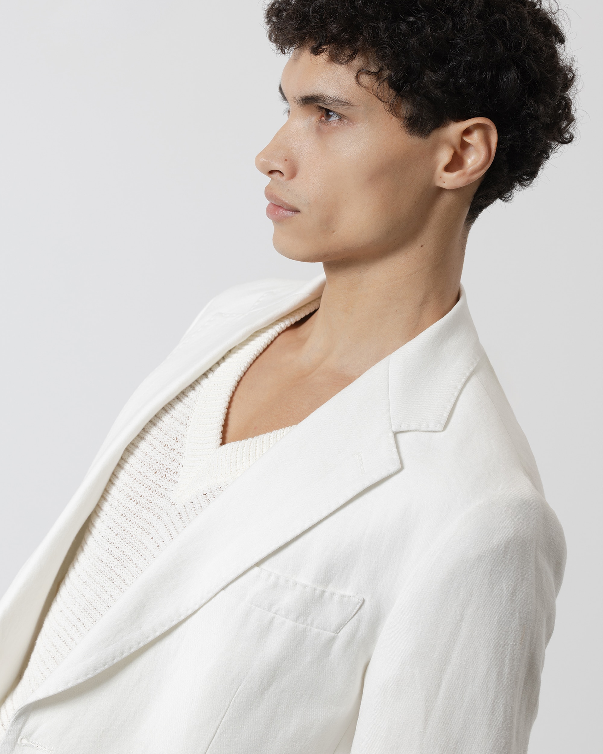 Blazer Desestruturado Slim Fit Branco Branco-3