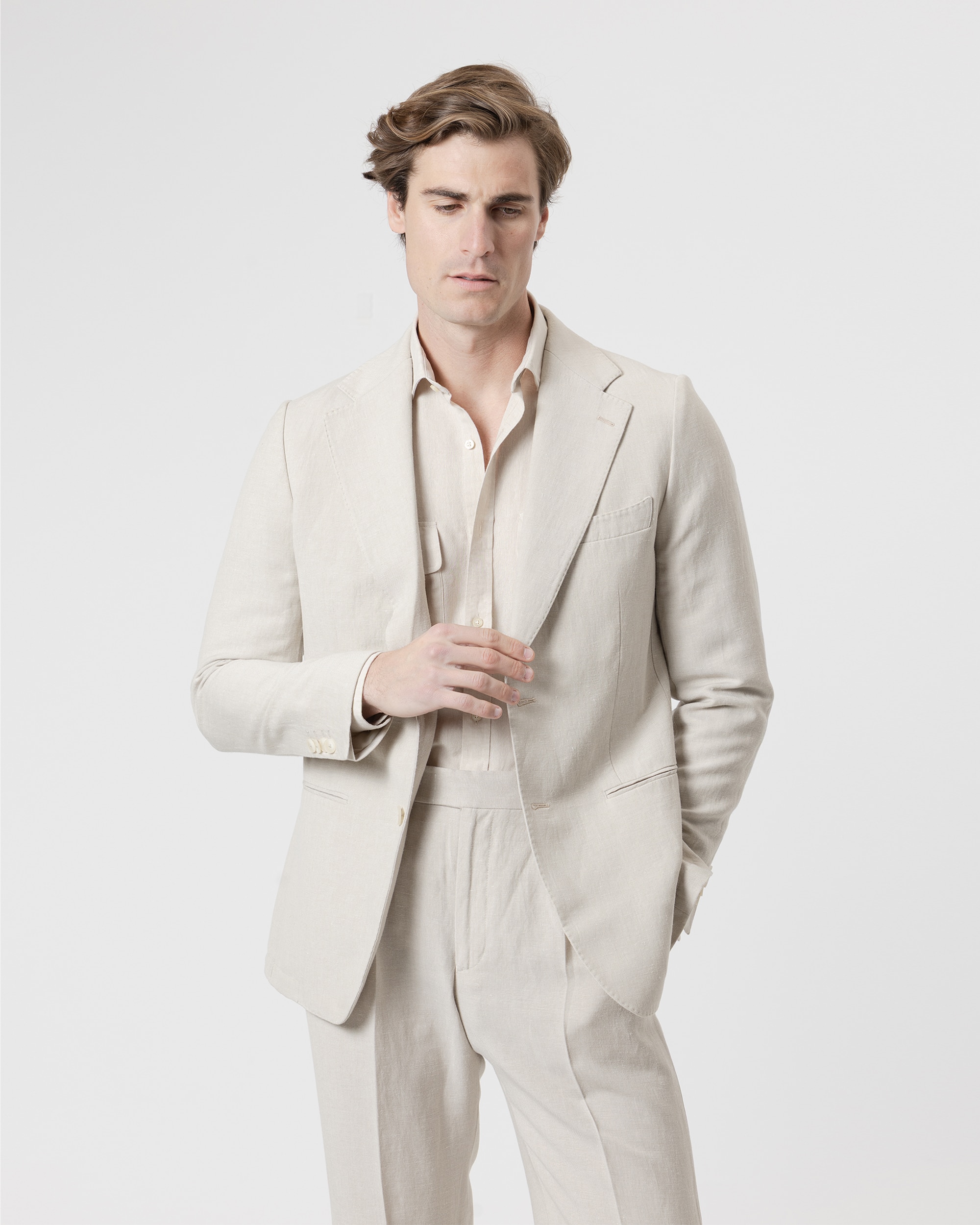 Blazer Desestruturado Slim Fit Areia-2