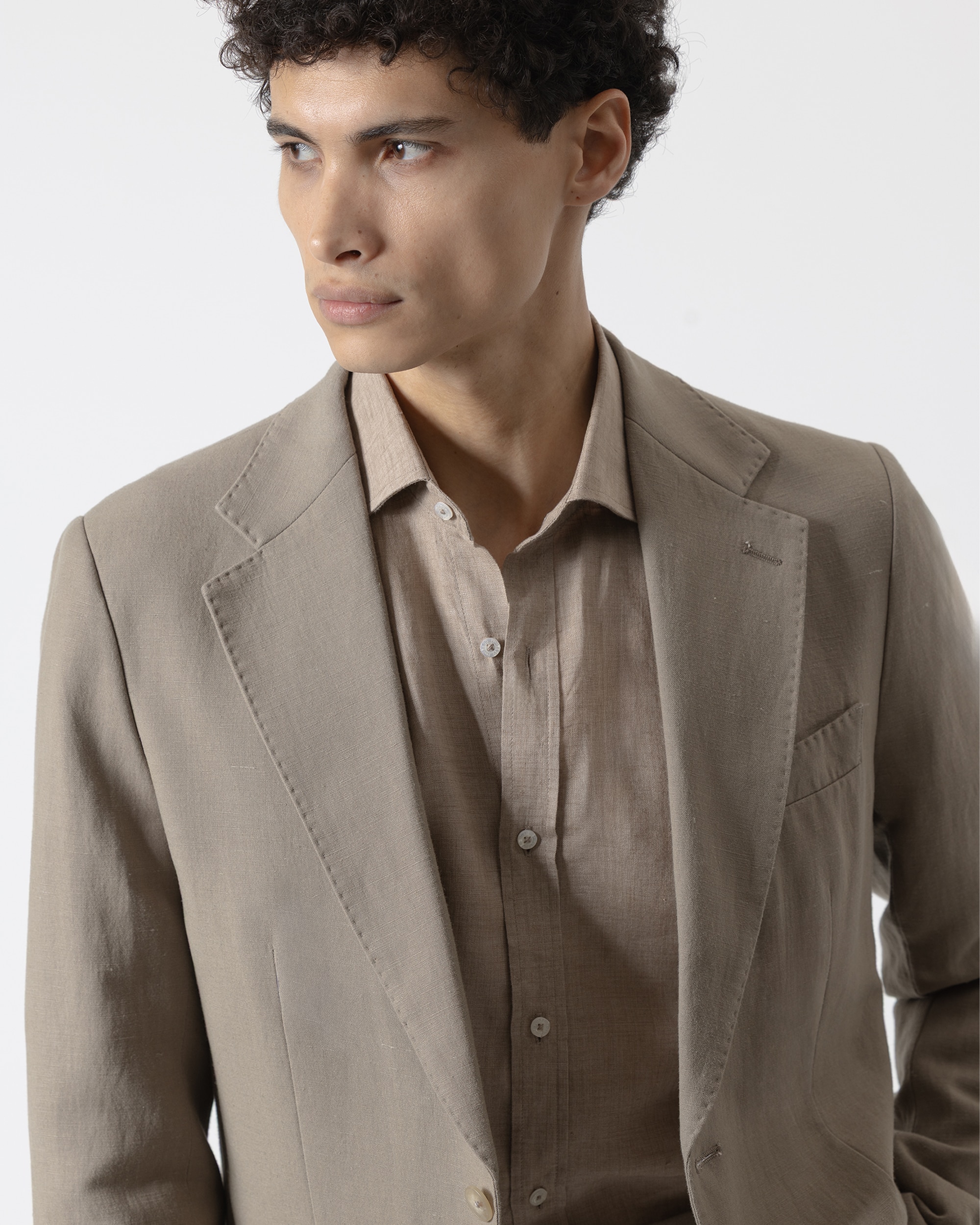 Blazer Desestruturado Slim Fit Castanho-claro-2