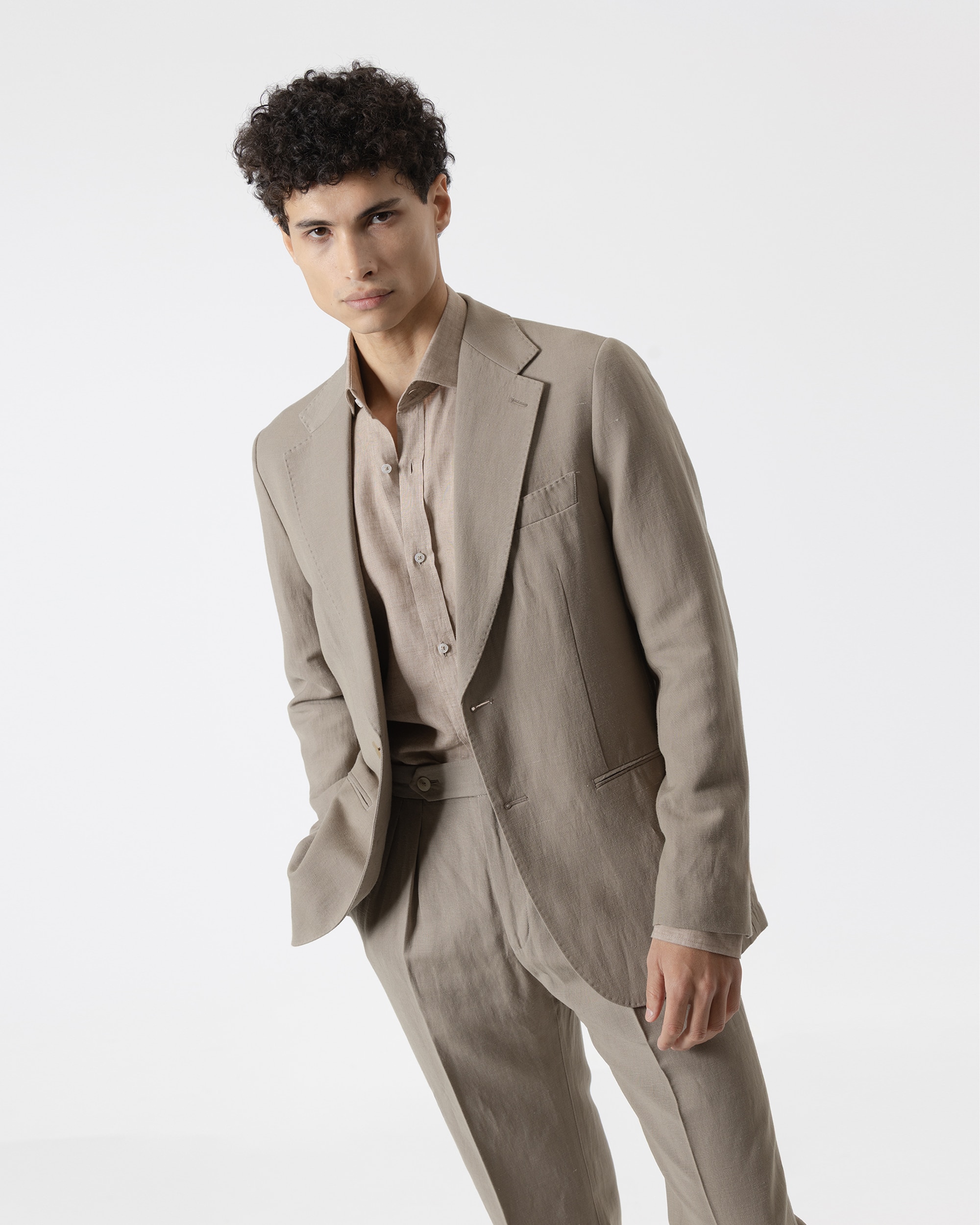 Blazer Desestruturado Slim Fit Castanho-claro-3