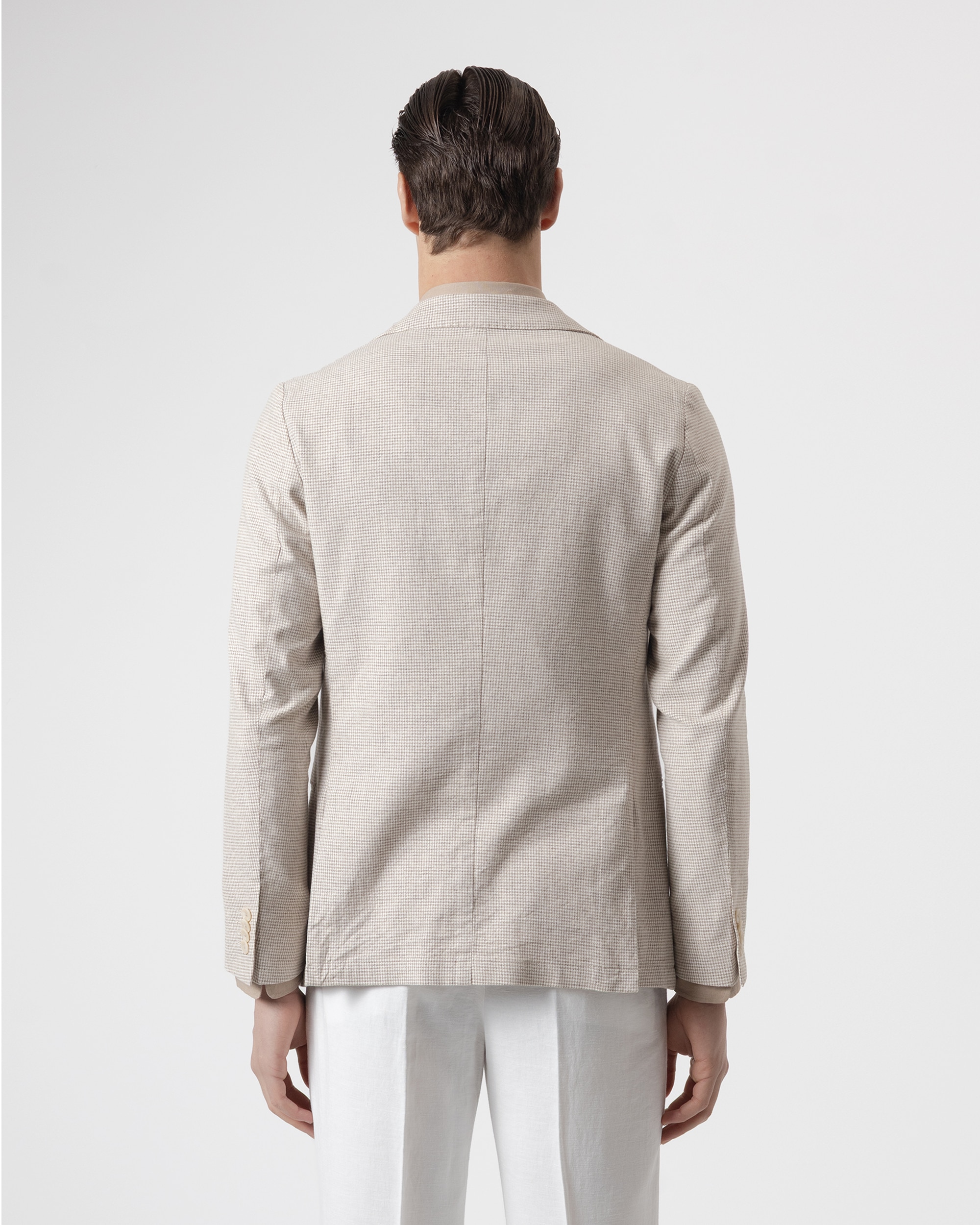Blazer Pied-de-poule Slim Fit Castanho-claro-4