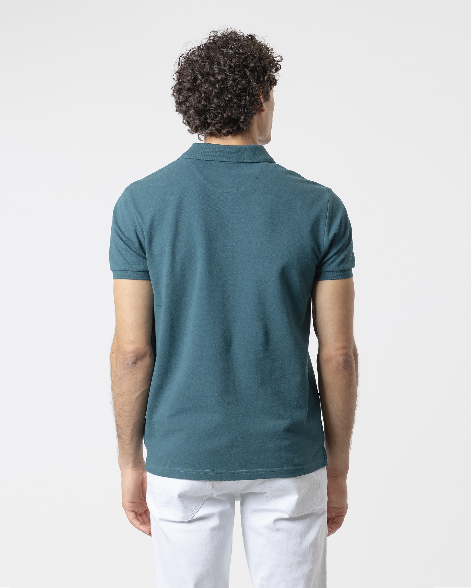 Polo Básico Piqué em Algodão Slim Fit Água-marinha-4