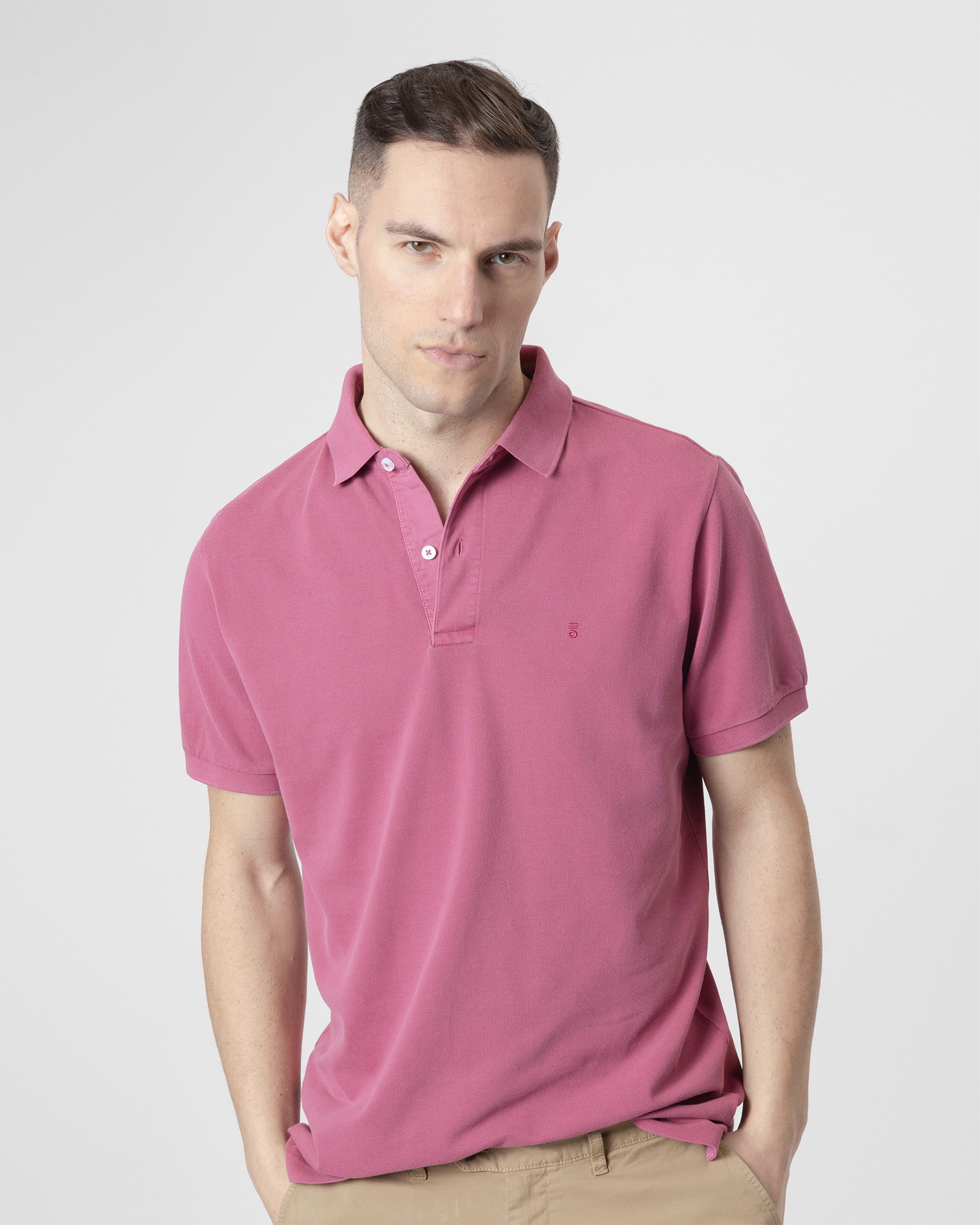 Polo Básico Piqué Lavado em Algodão Slim Fit Ameixa-2