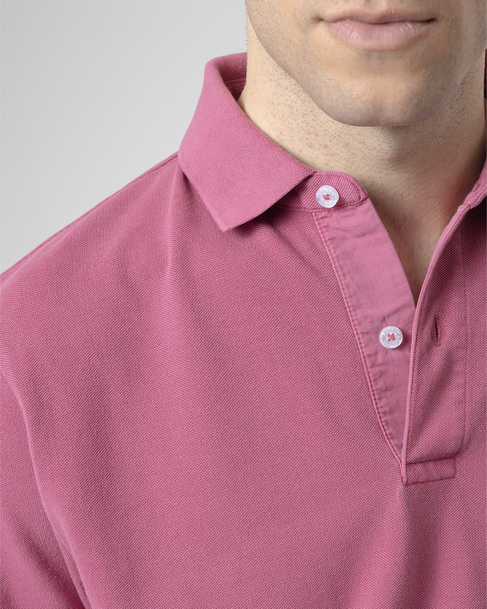 Polo Básico Piqué Lavado em Algodão Slim Fit Ameixa-3