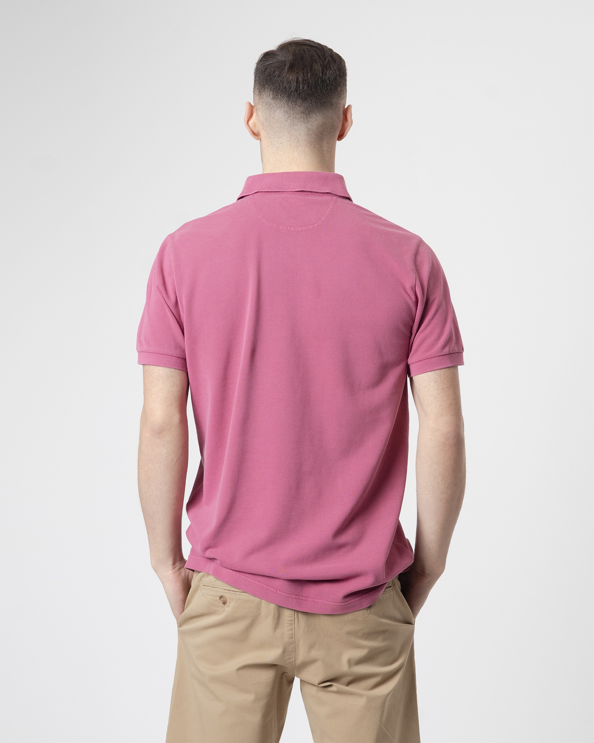 Polo Básico Piqué Lavado em Algodão Slim Fit Ameixa-4