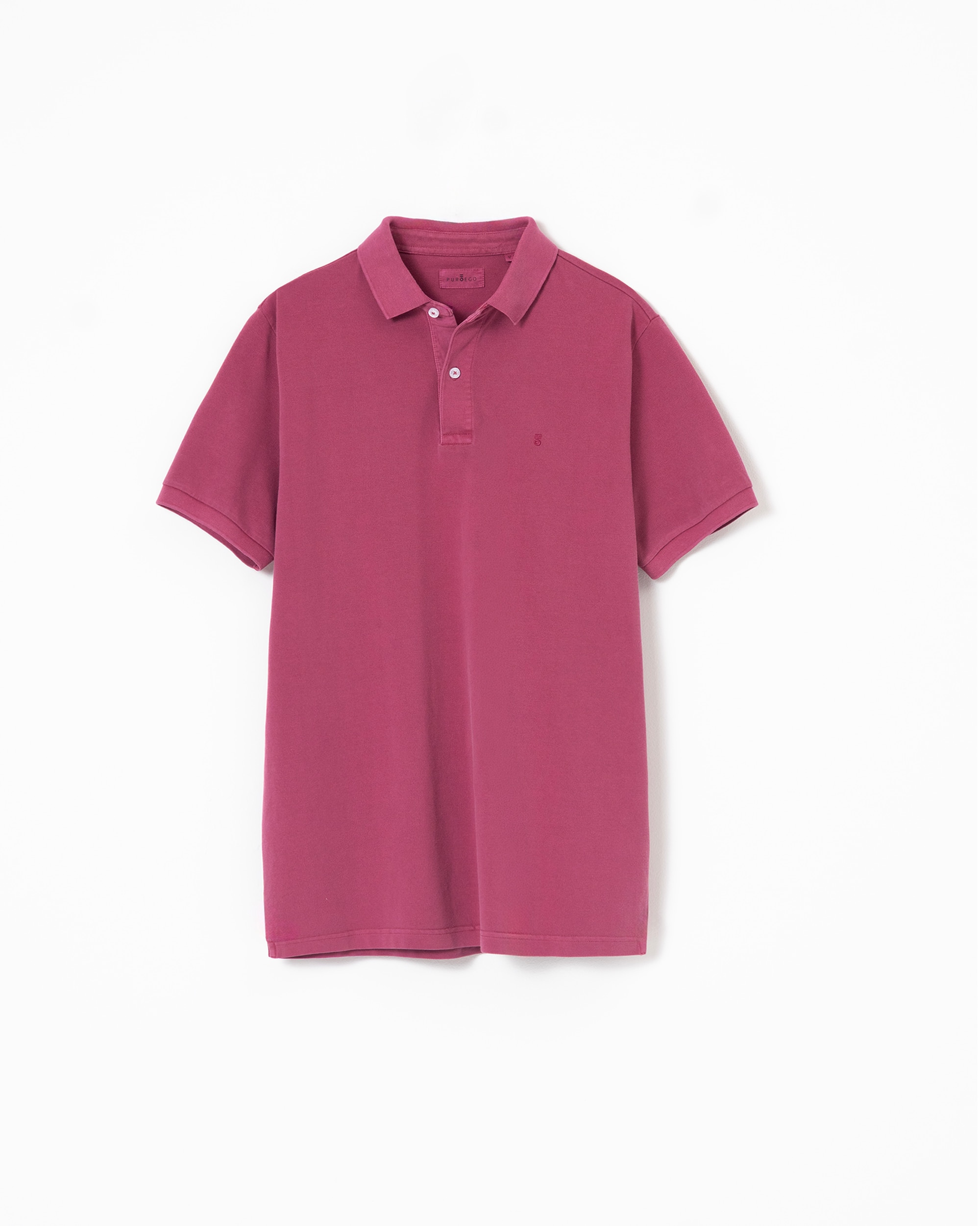 Polo Básico Piqué Lavado em Algodão Slim Fit Ameixa-5