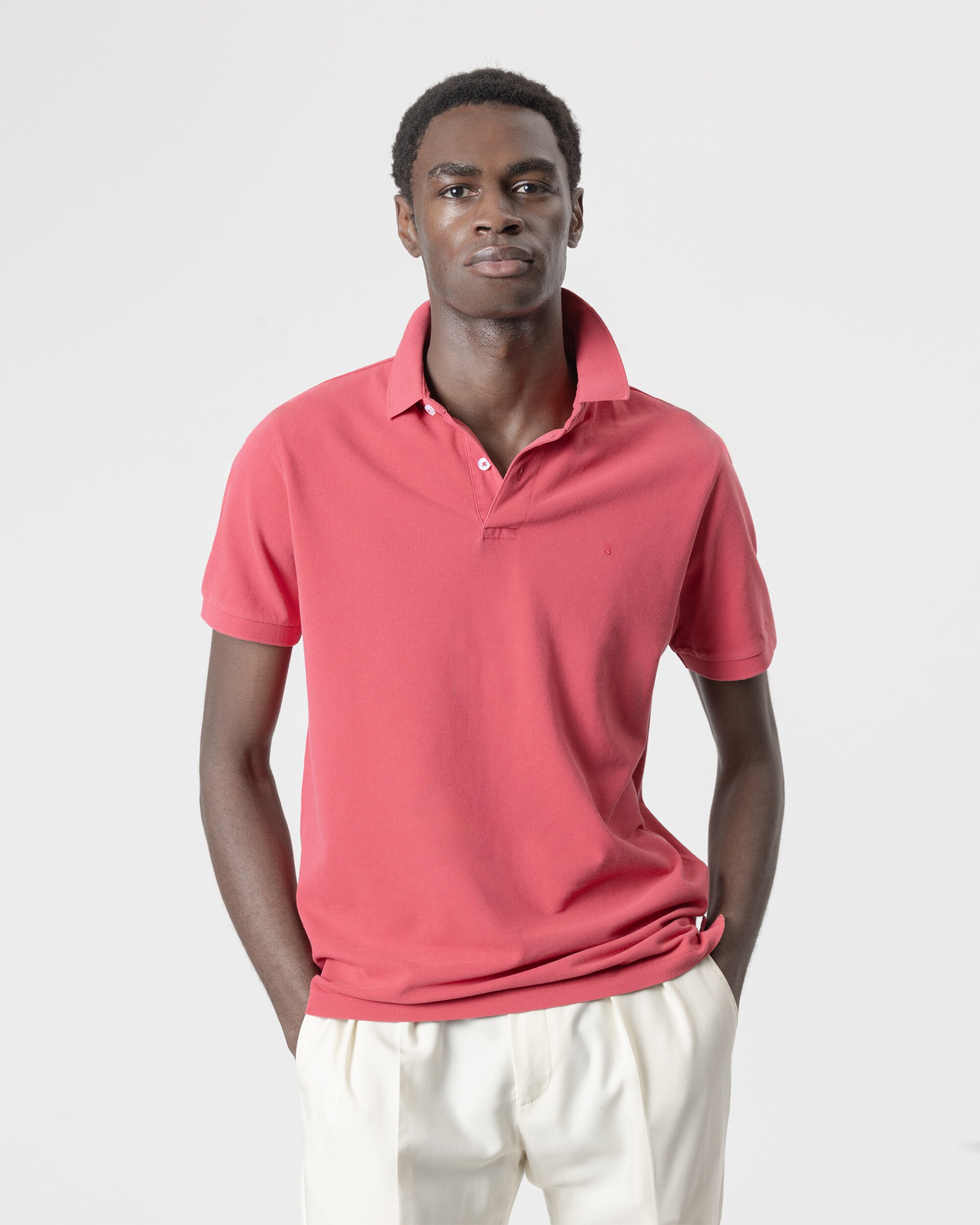 Polo Básico Piqué Lavado em Algodão Slim Fit Carmim-2