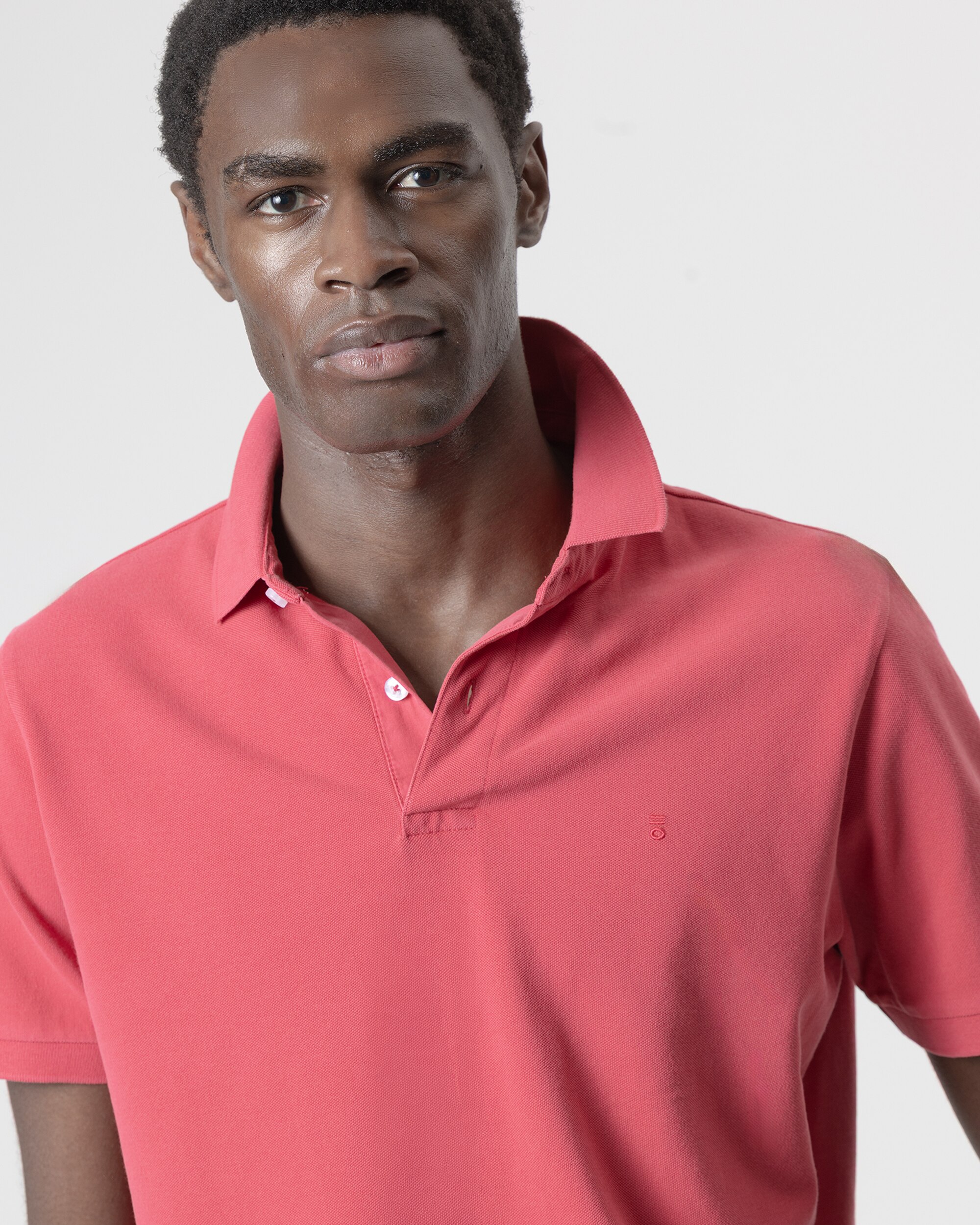Polo Básico Piqué Lavado em Algodão Slim Fit Carmim-3