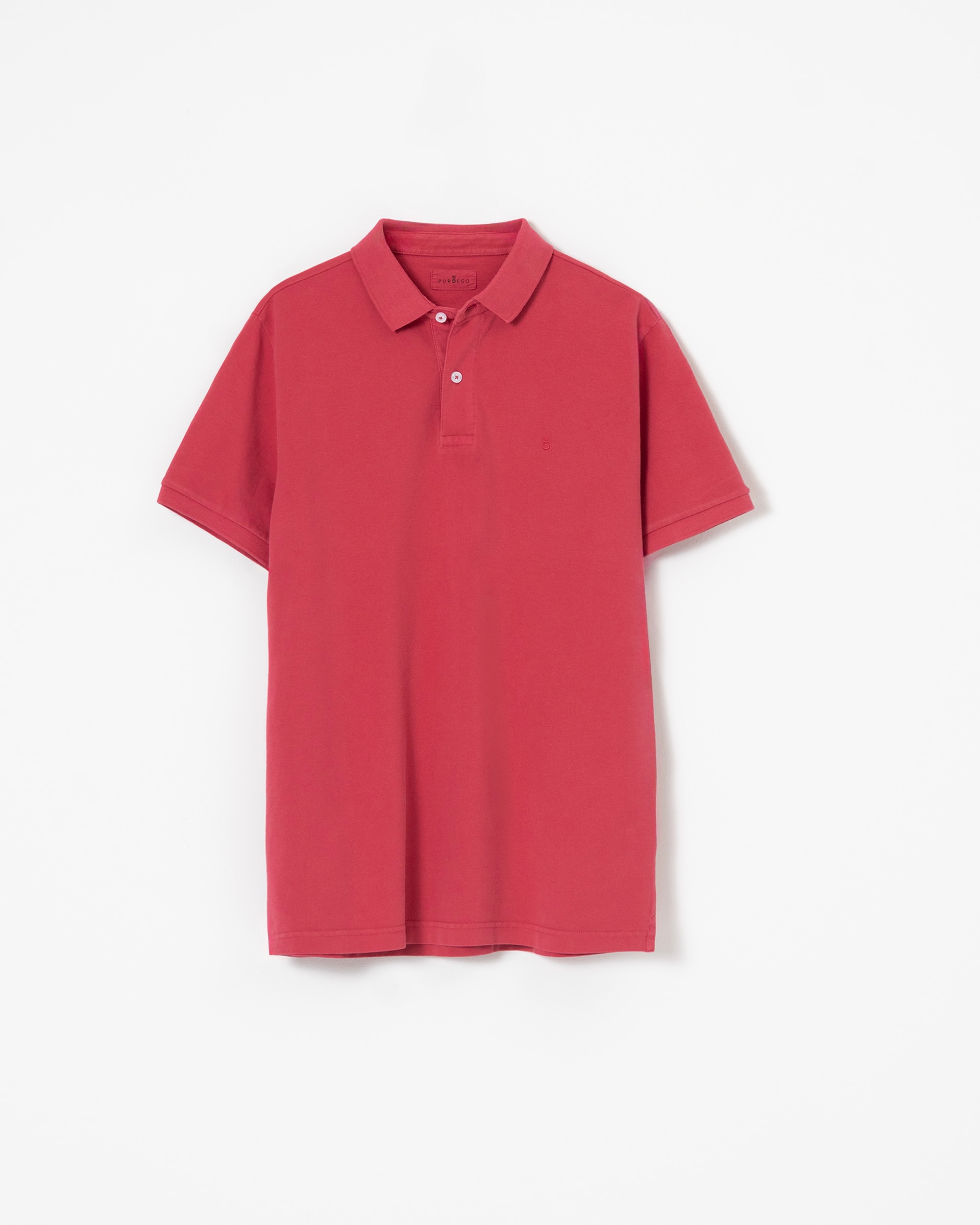 Polo Básico Piqué Lavado em Algodão Slim Fit Carmim-5