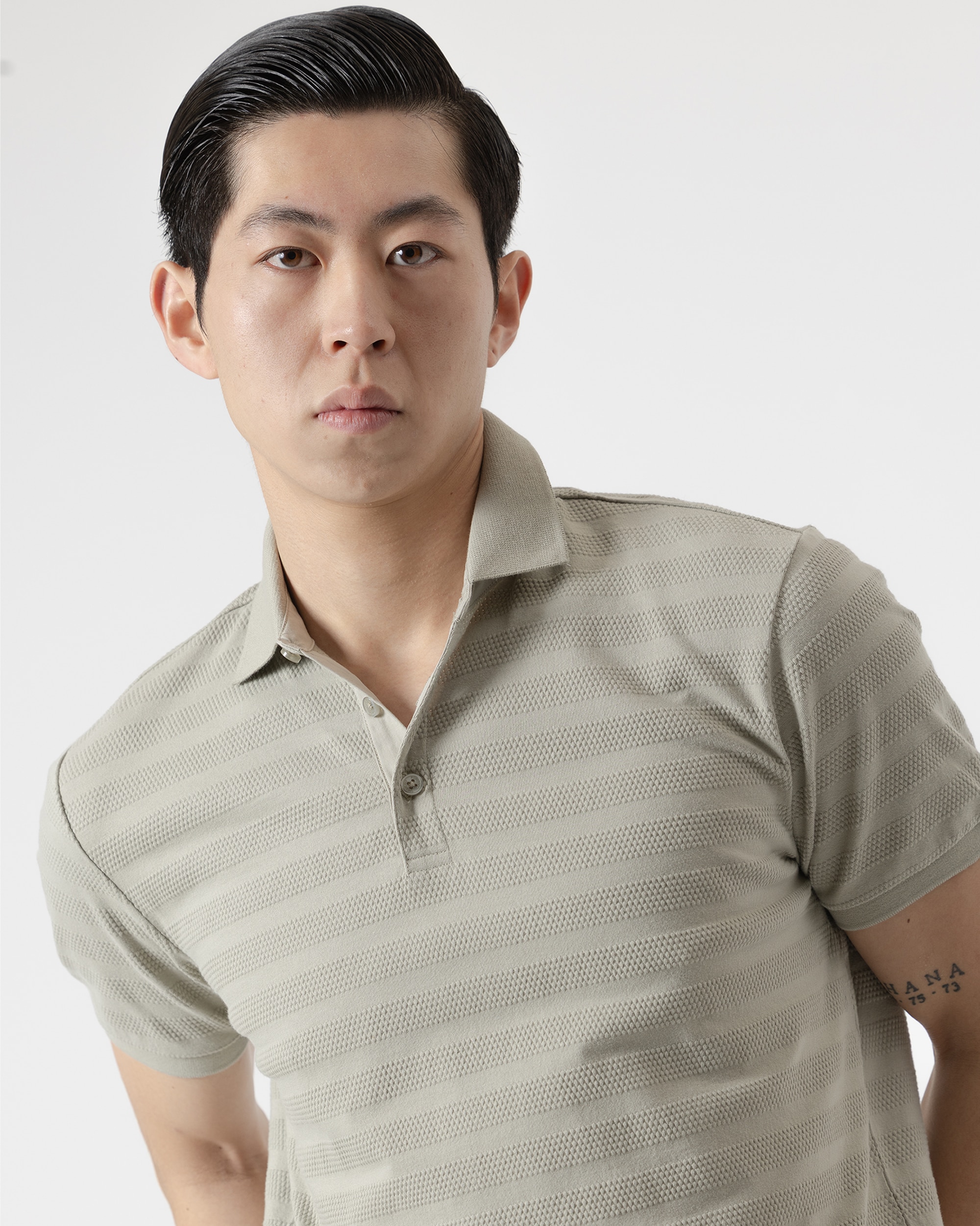 Polo Dobby Algodão Slim Fit Verde-claro-2
