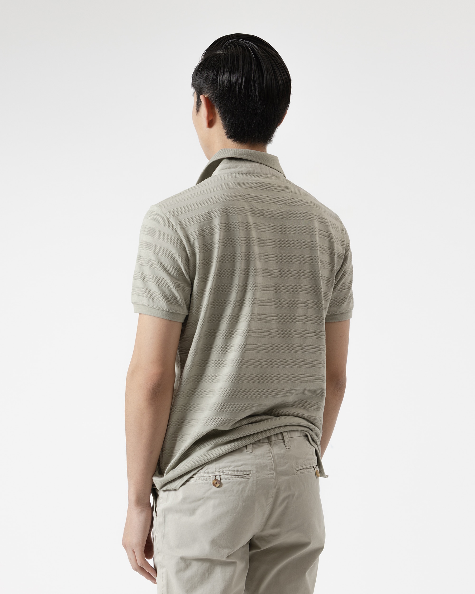 Polo Dobby Algodão Slim Fit Verde-claro-4