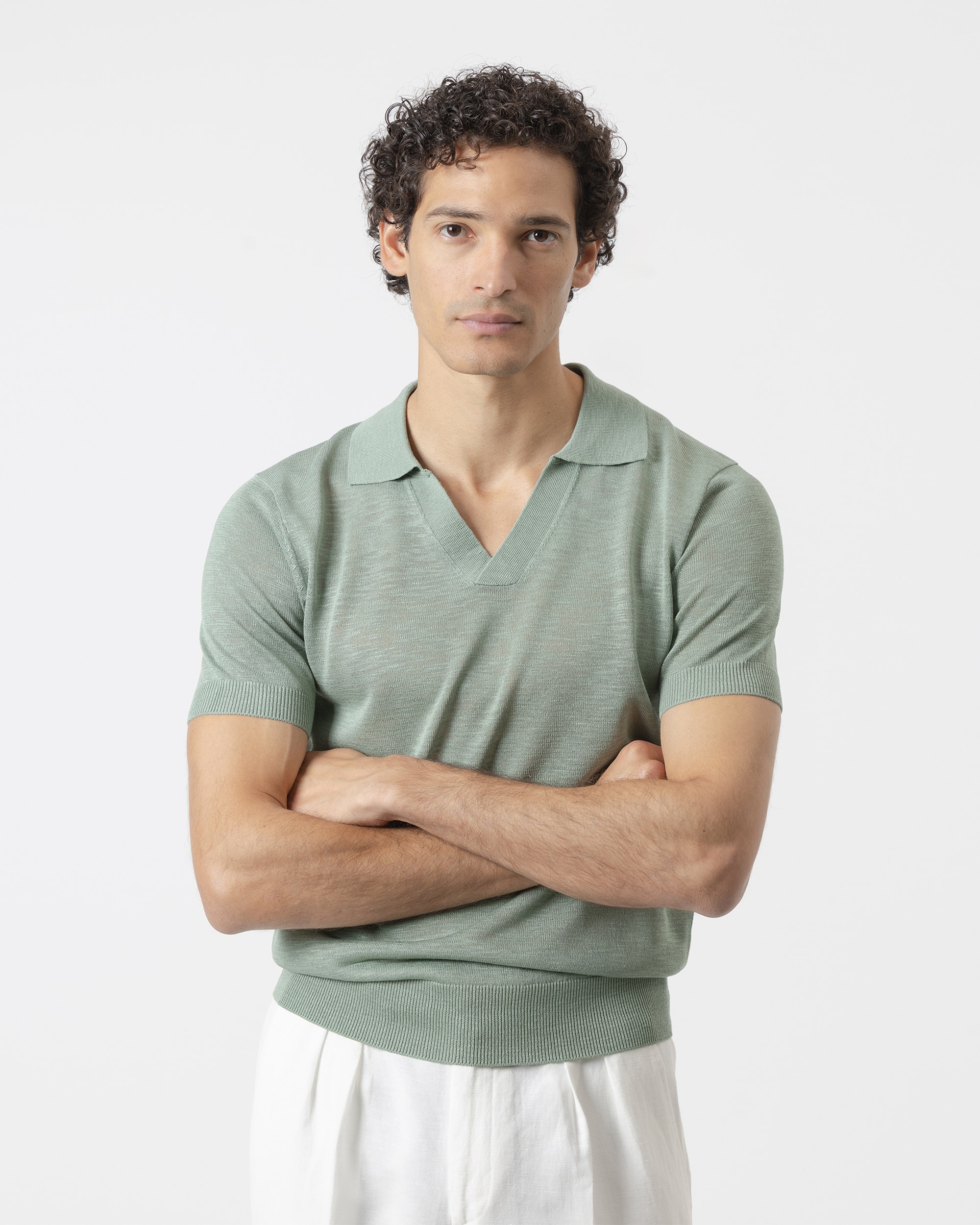Polo de Malha Camisola de Manga Curta Verde Água-2