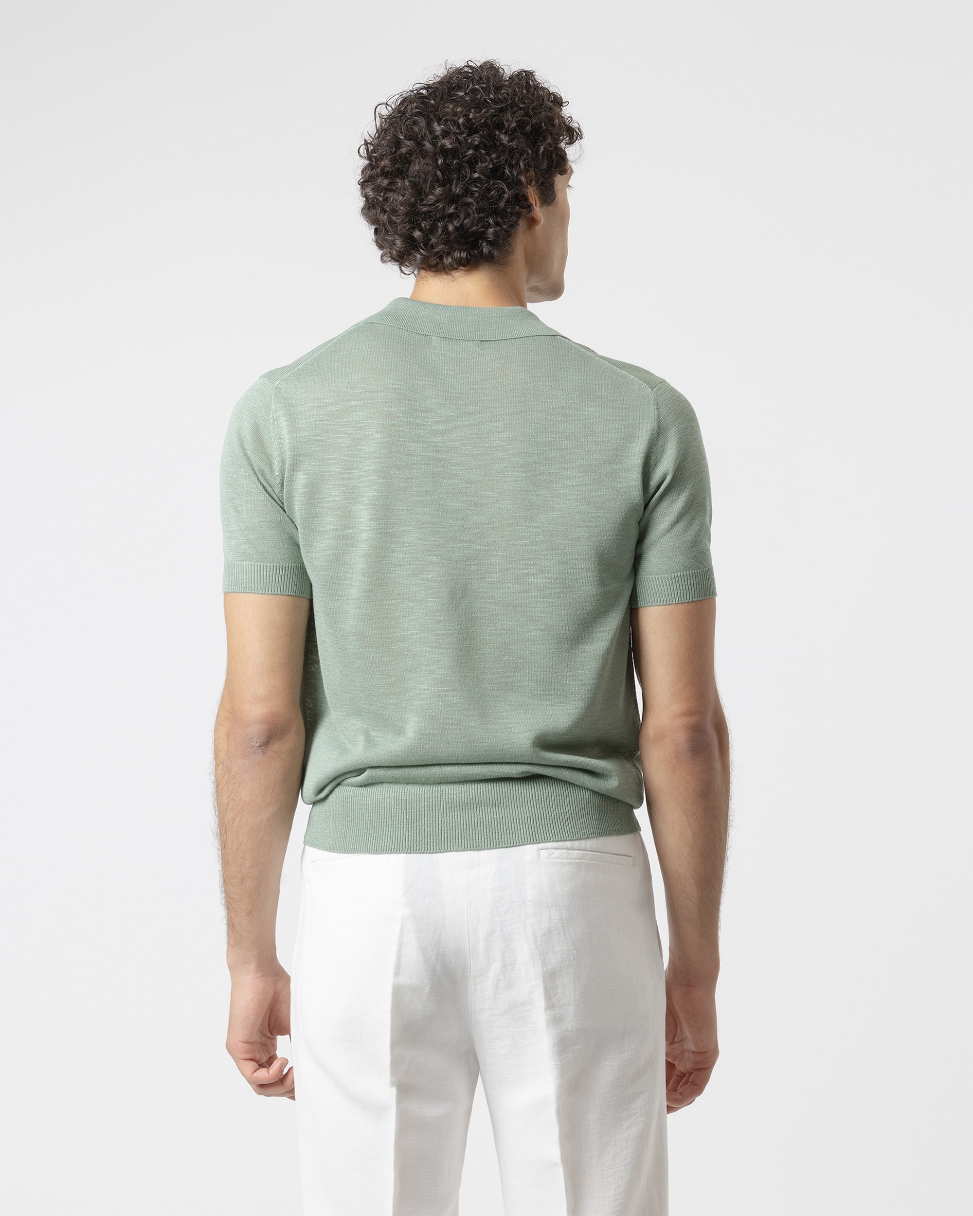 Polo de Malha Camisola de Manga Curta Verde Água-4