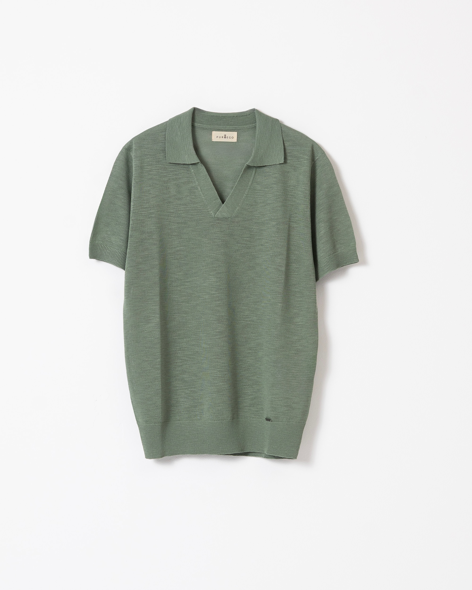 Polo de Malha Camisola de Manga Curta Verde Água-5