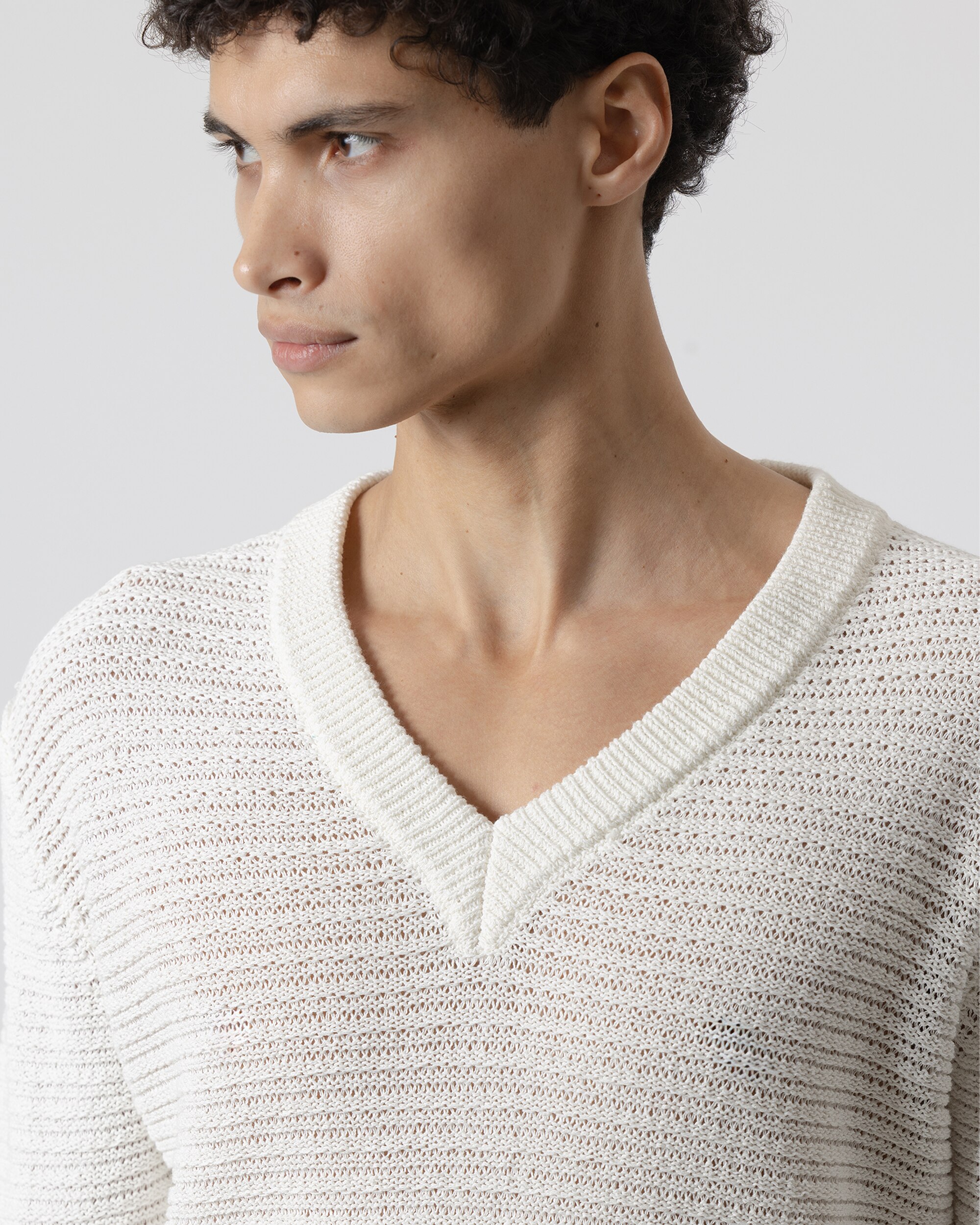 Camisola Jacquard em Branco Branco-marfim-3