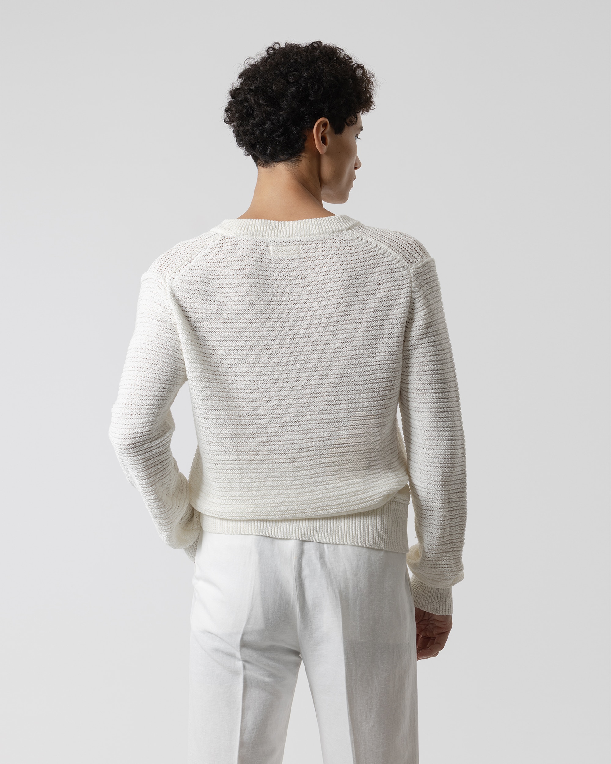 Camisola Jacquard em Branco Branco-marfim-4