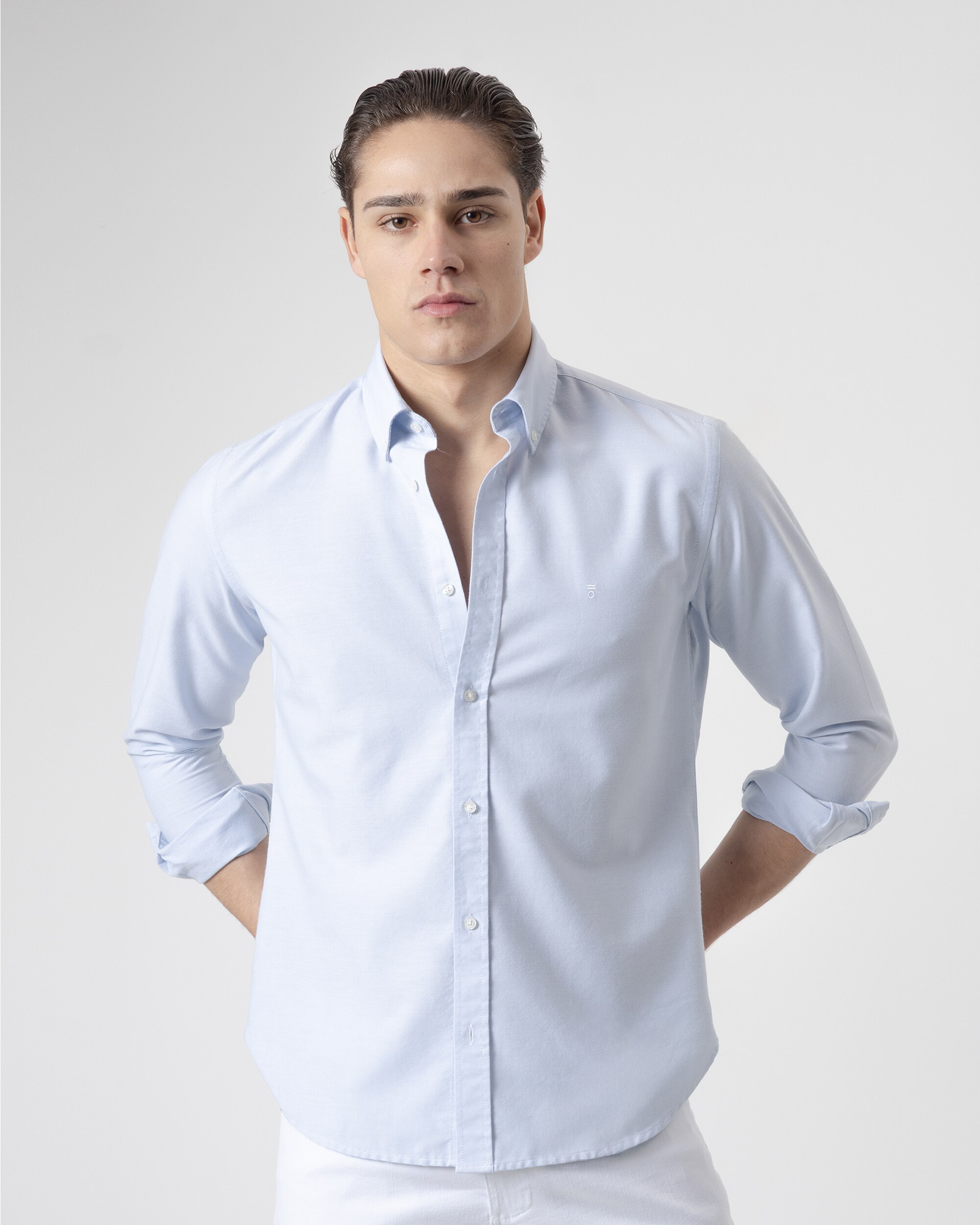 Camisa Oxford Slim Fit Azul Celeste Azul-celeste-2