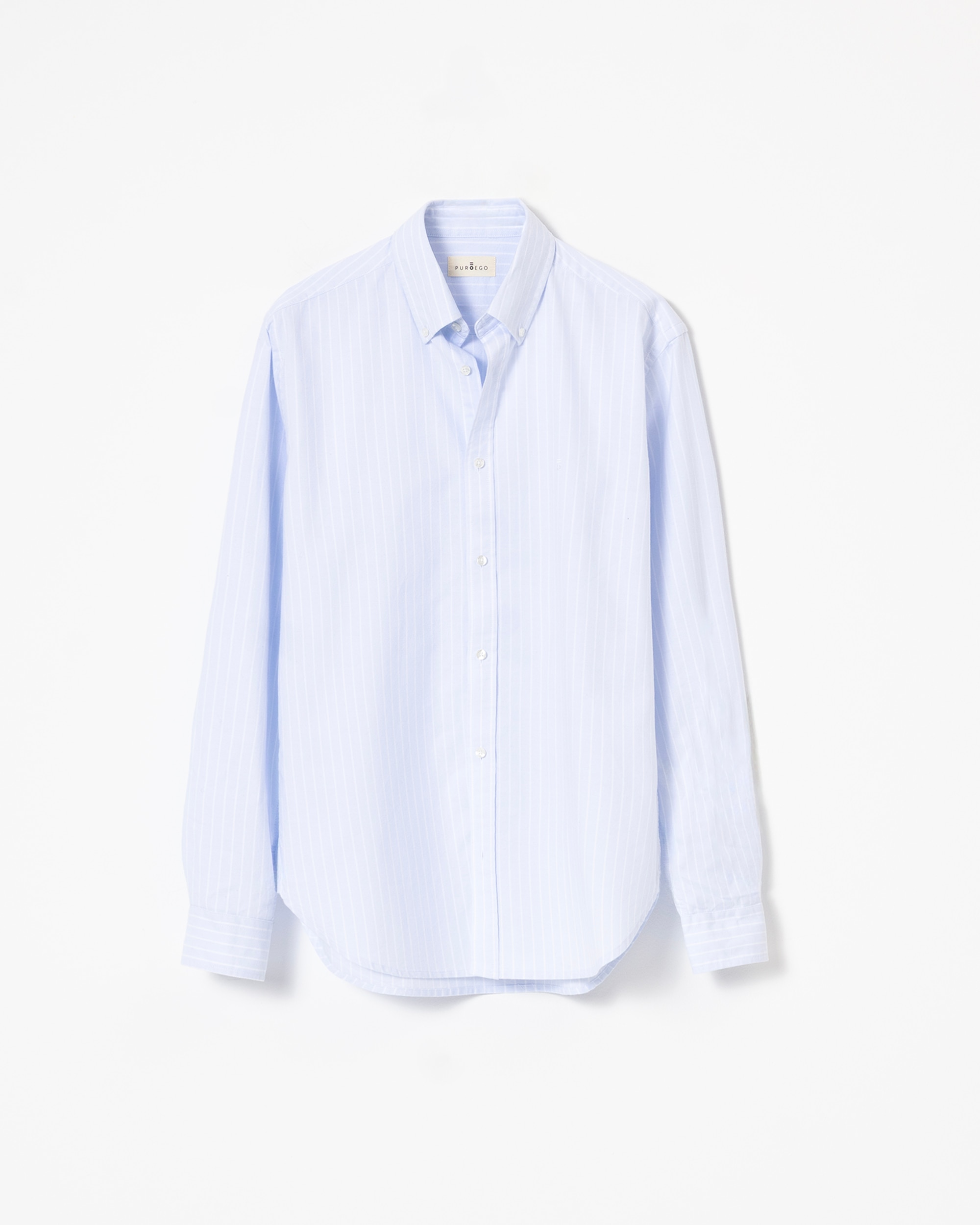 Camisa Às Riscas em Algodão Casual Slim Fit em Azul Celeste Azul-celeste-5