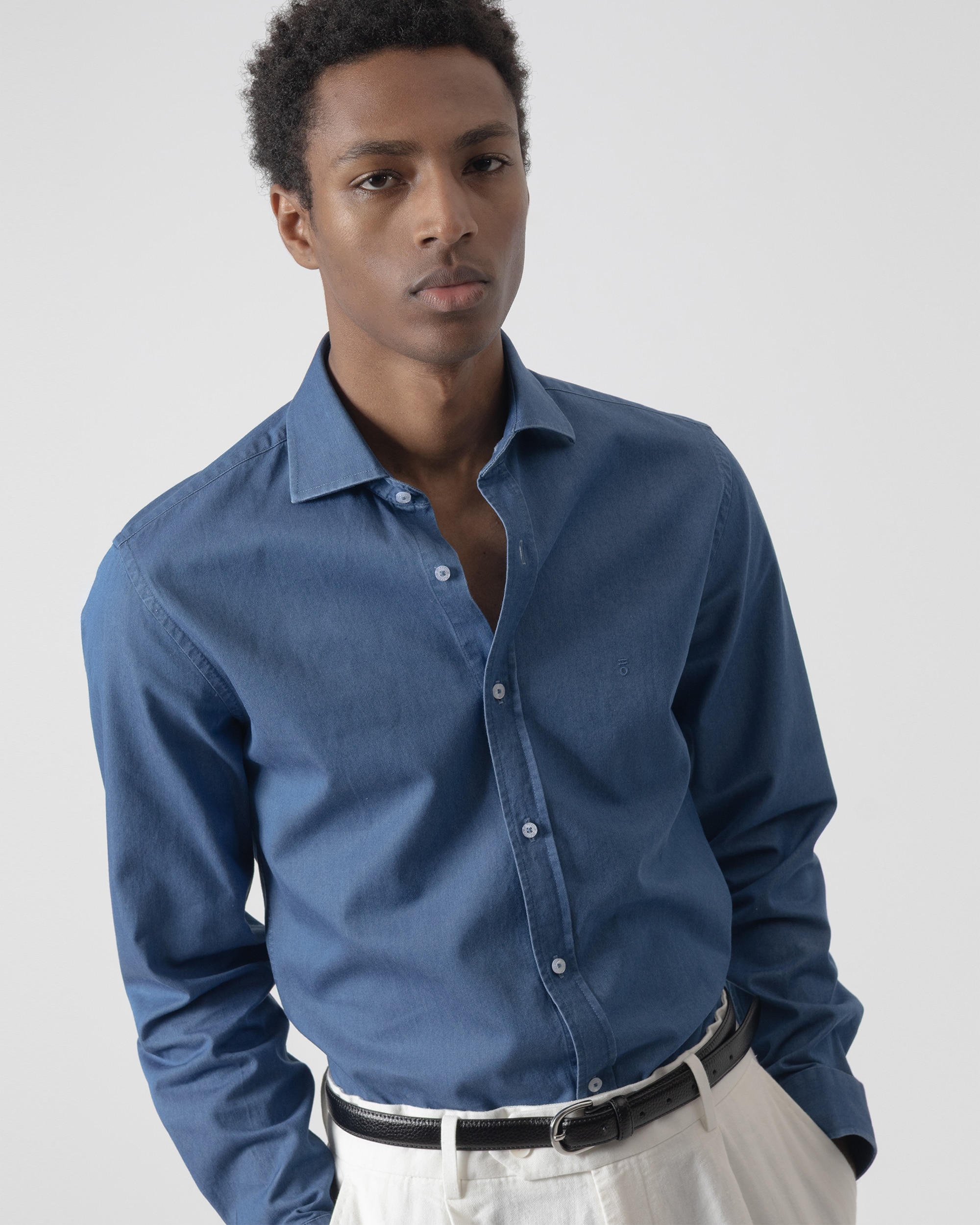 Camisa Denim Casual Slim Fit Azul denim-2