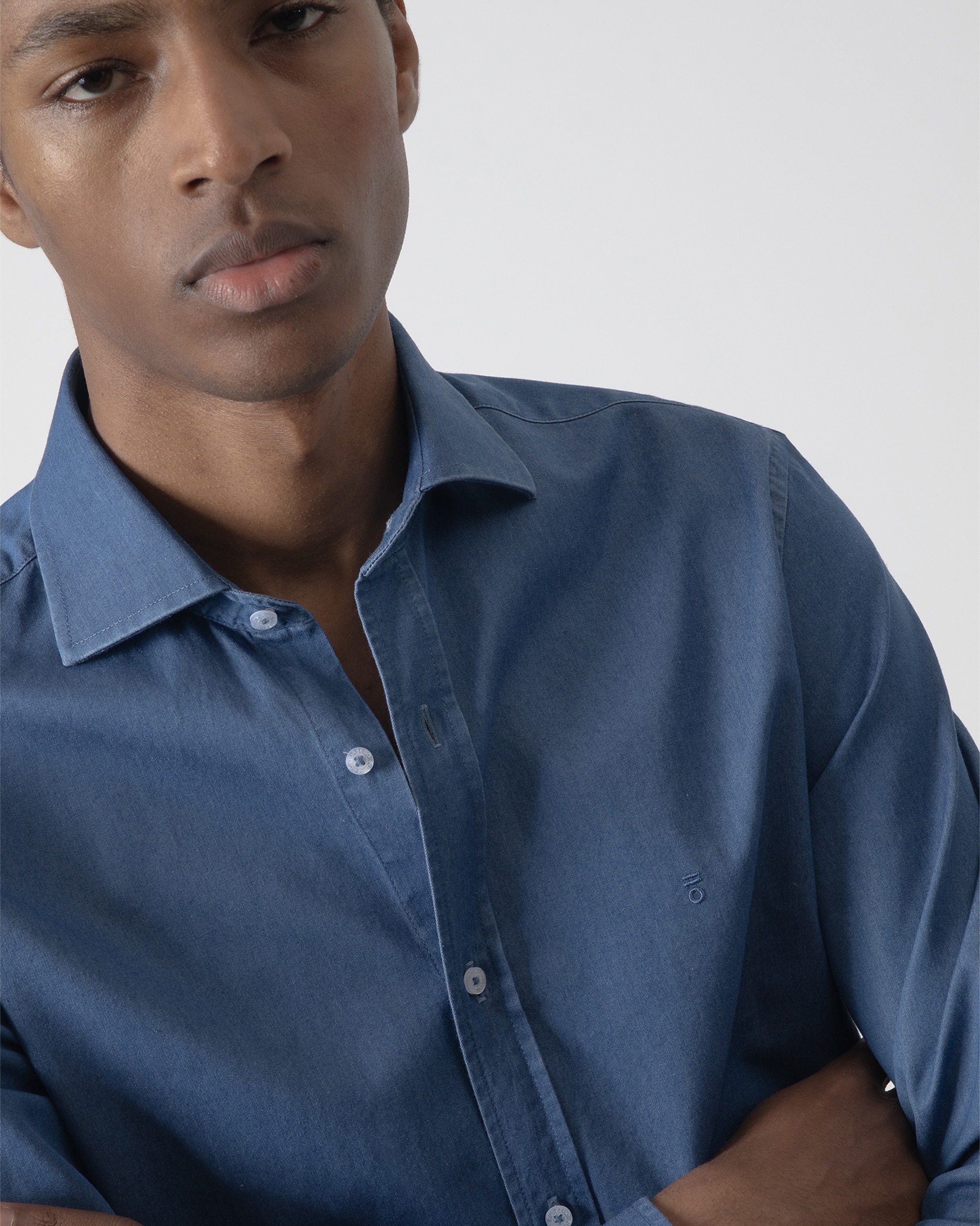 Camisa Denim Casual Slim Fit Azul denim-3