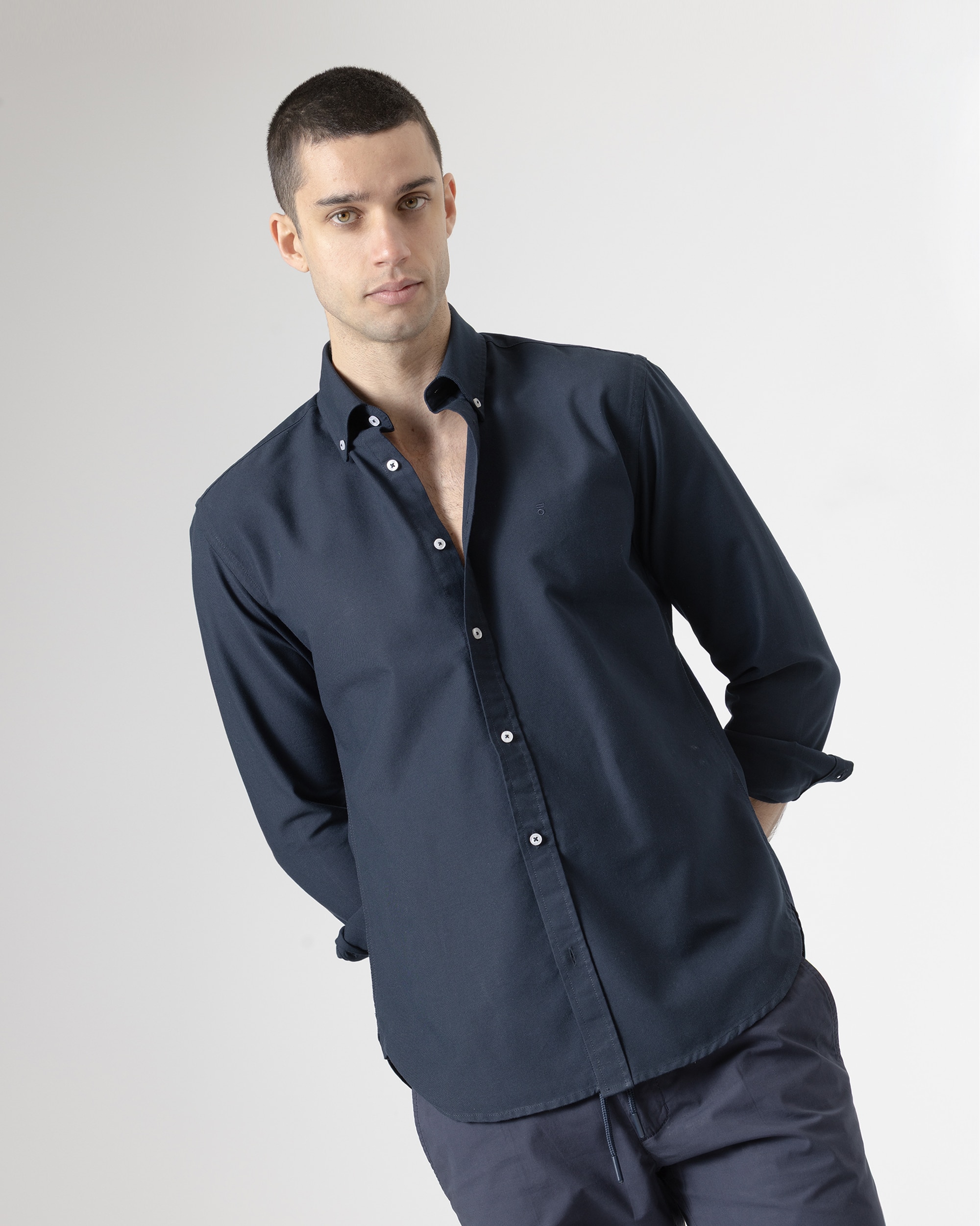 Camisa Oxford Slim Fit Azul-marinho Azul-marinho-2
