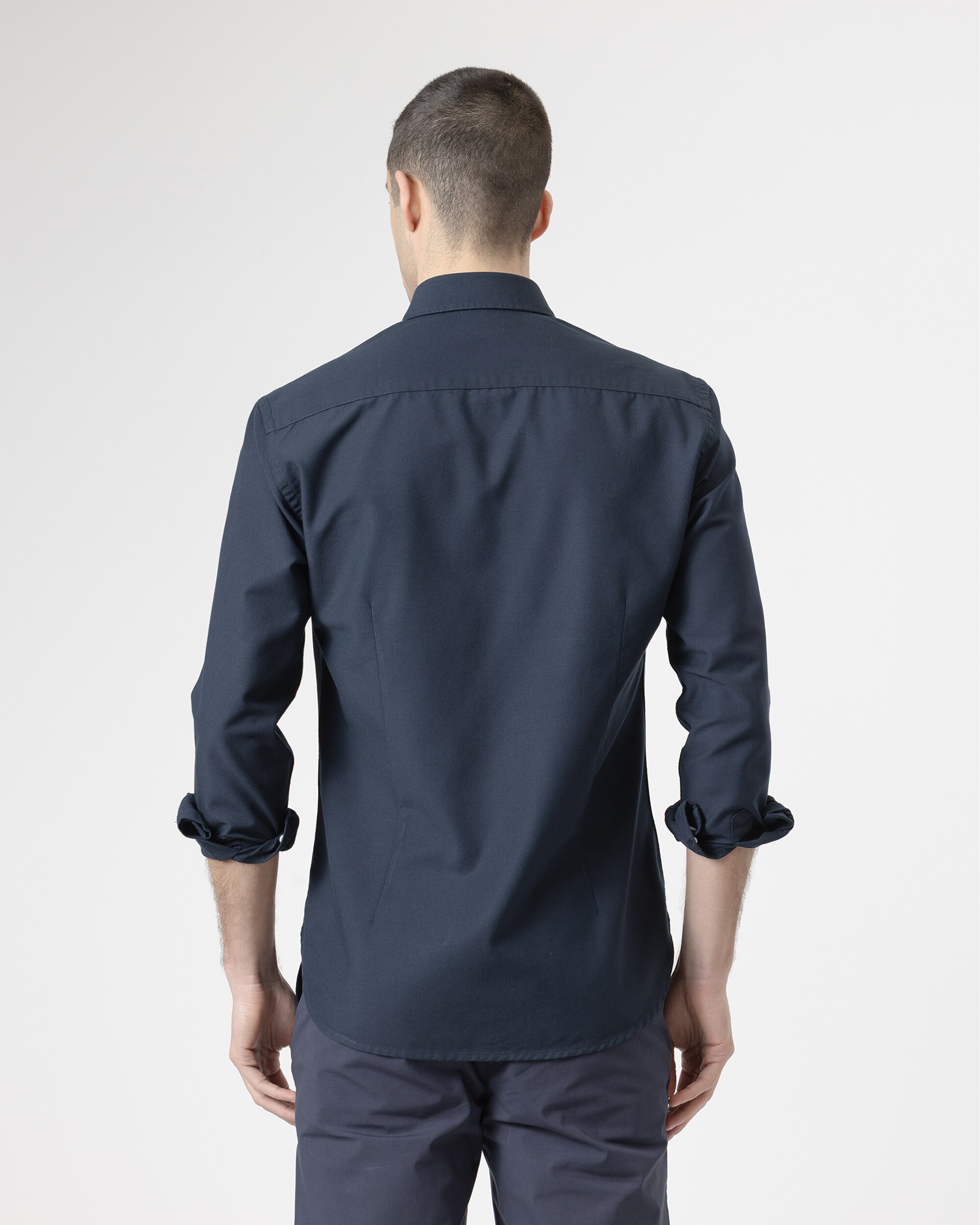Camisa Oxford Slim Fit Azul-marinho Azul-marinho-4