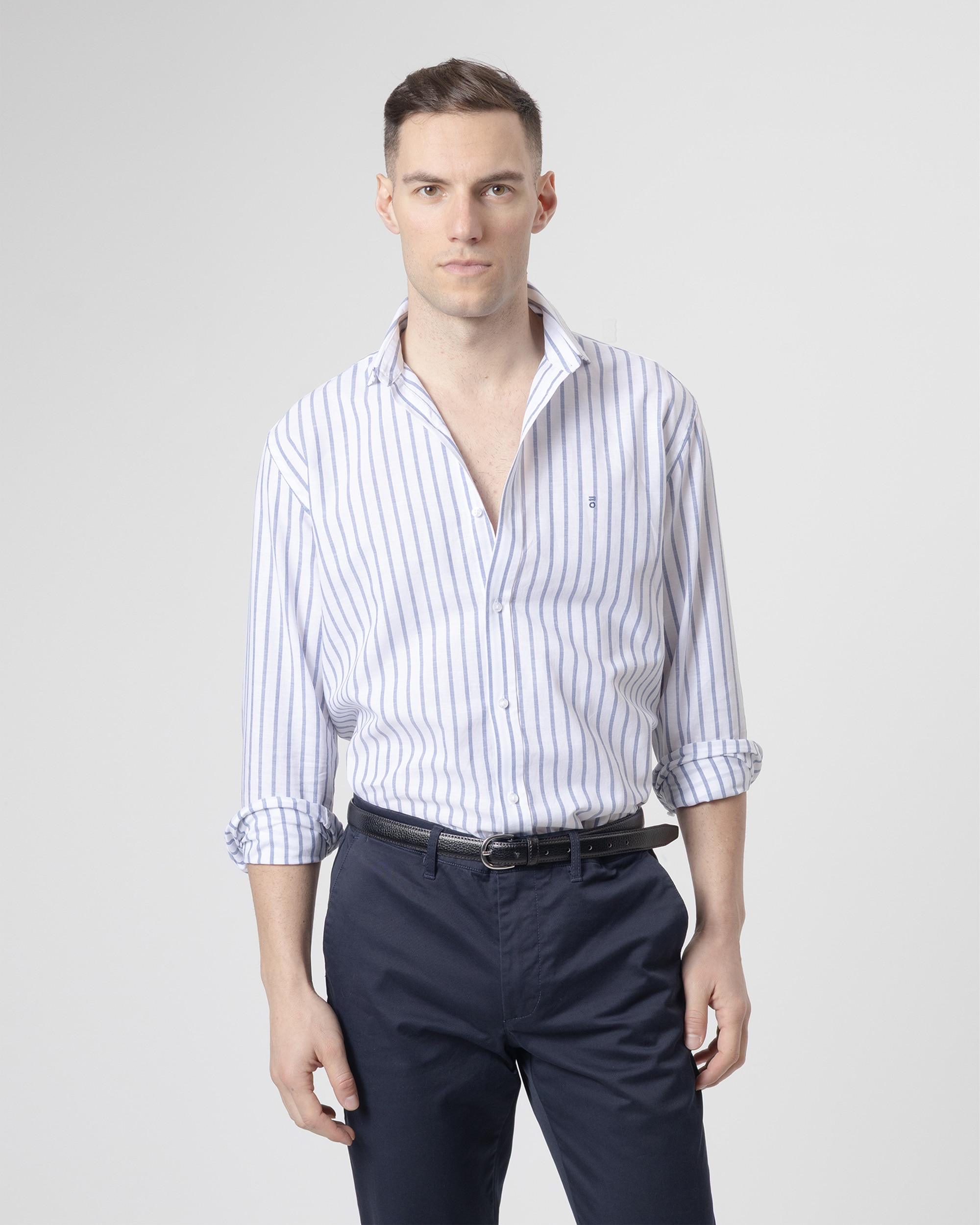 Imagem 0 de Camisa Às Riscas Relaxed Fit Azul
