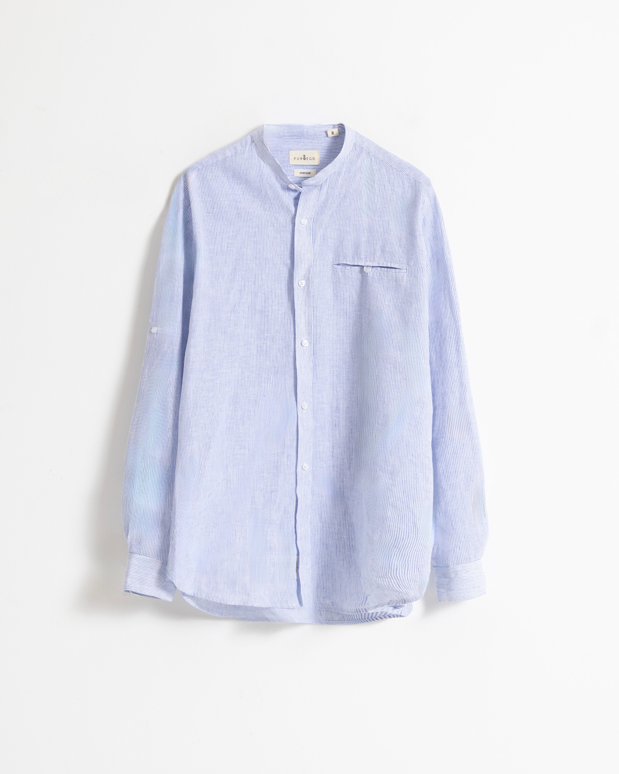 Camisa Mil Riscas de Gola À Padre Azul Azul-5