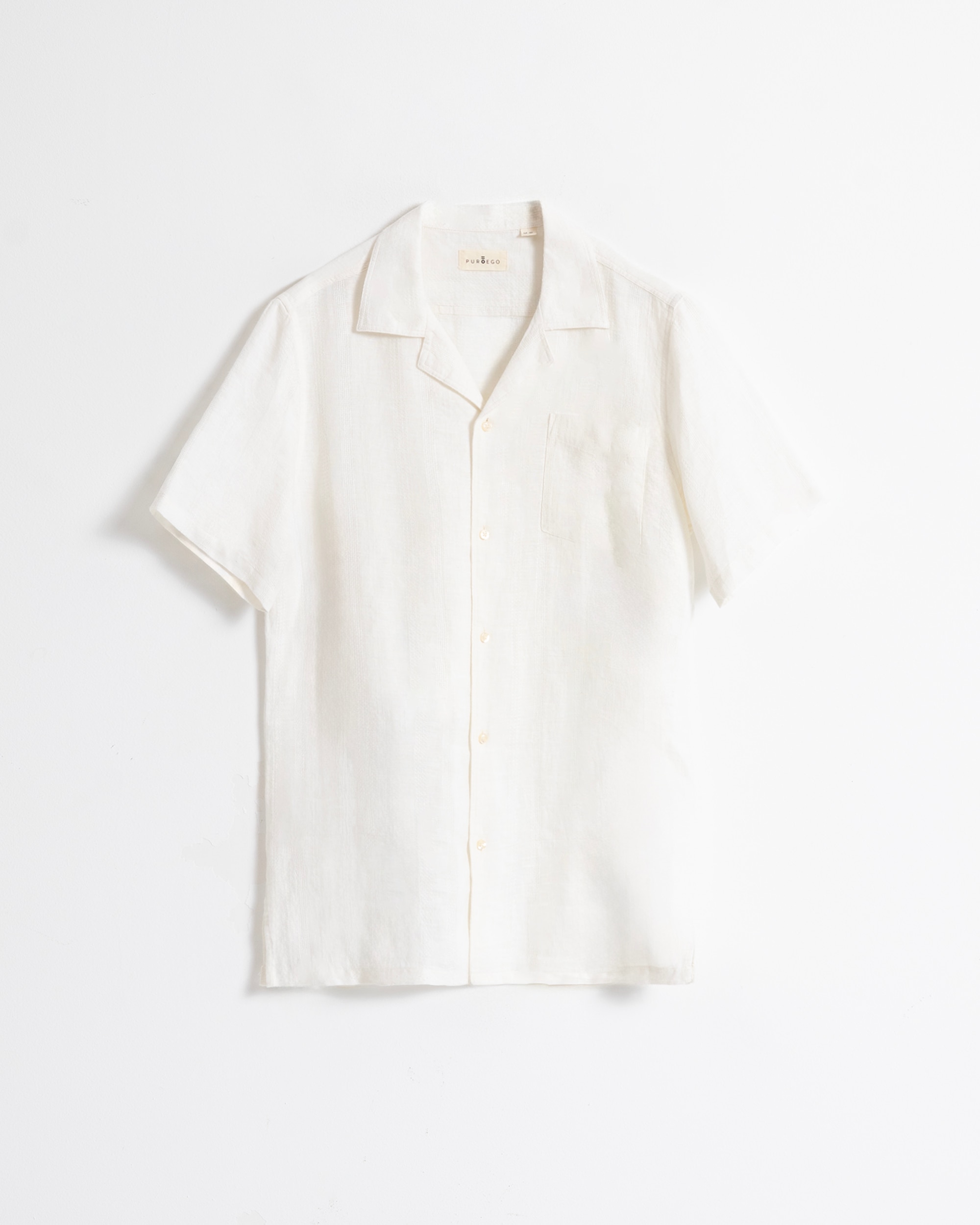 Camisa com Bordados de Manga Curta em Branco Branco-marfim-5