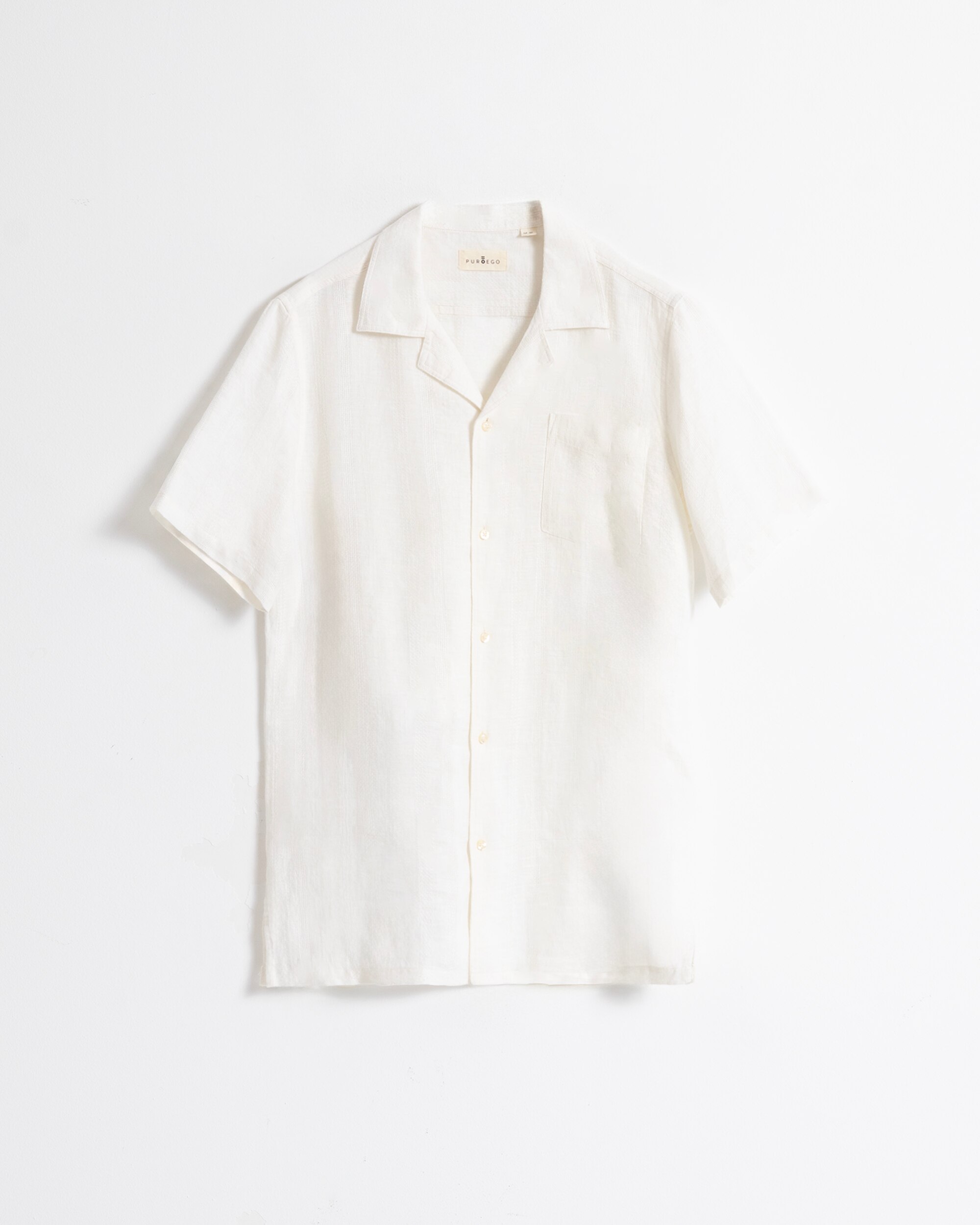 Camisa com Bordados de Manga Curta em Branco Branco-marfim-5