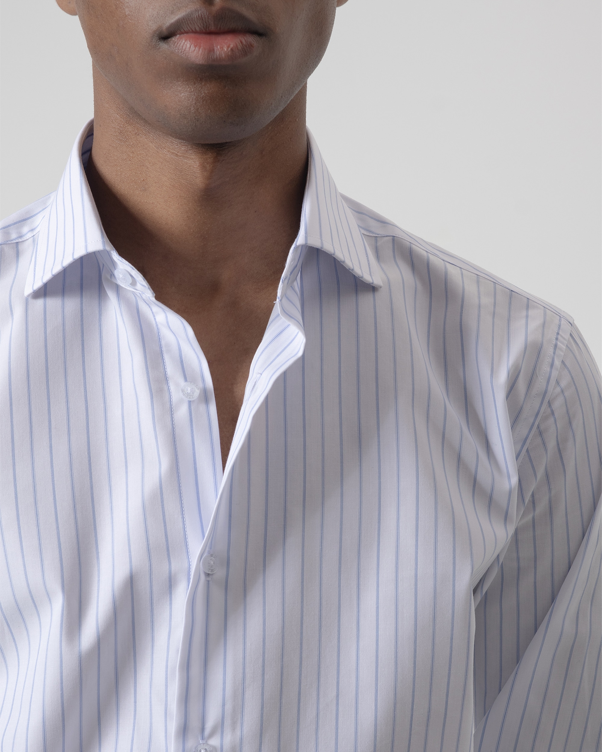 Camisa Formal Às Riscas Regular Fit Azul Celeste Azul-celeste-3