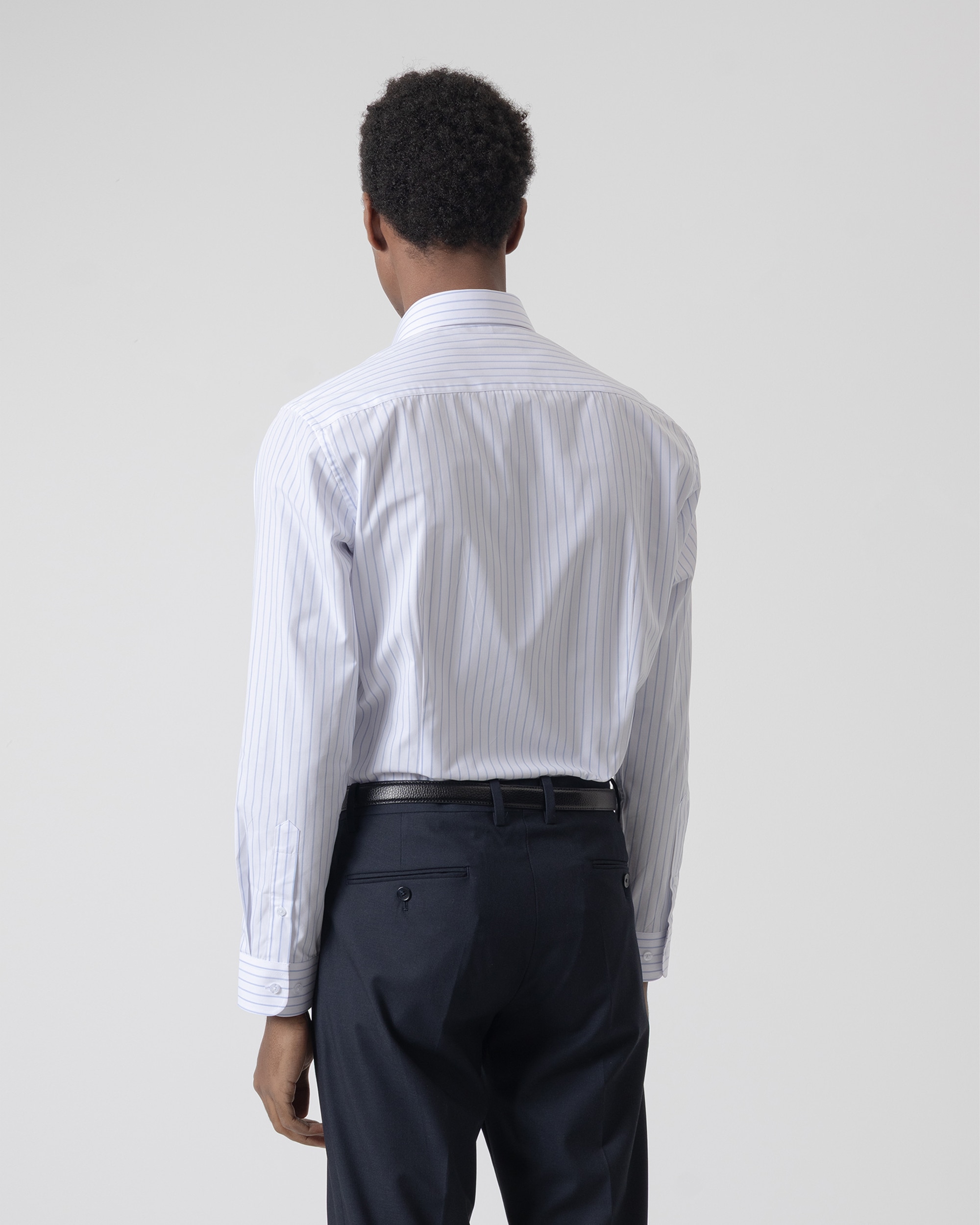 Camisa Formal Às Riscas Regular Fit Azul Celeste Azul-celeste-4