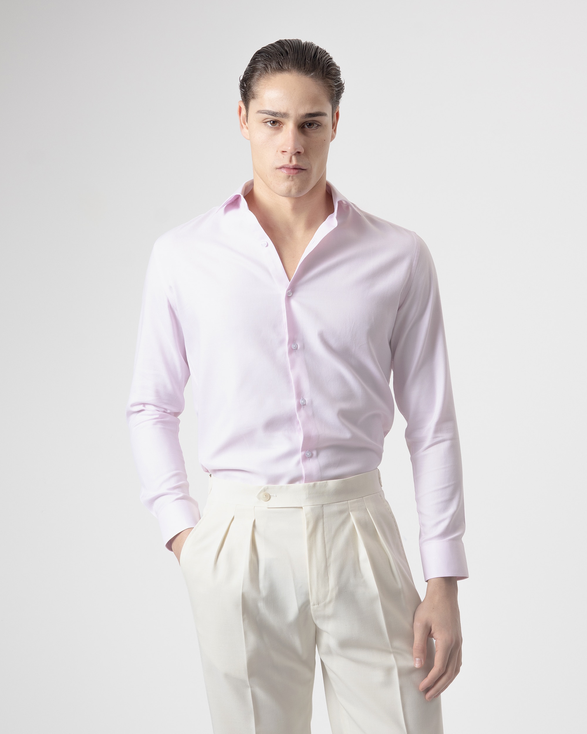 Imagem 0 de Camisa Formal Pied-de-poule Regular Fit em Rosa