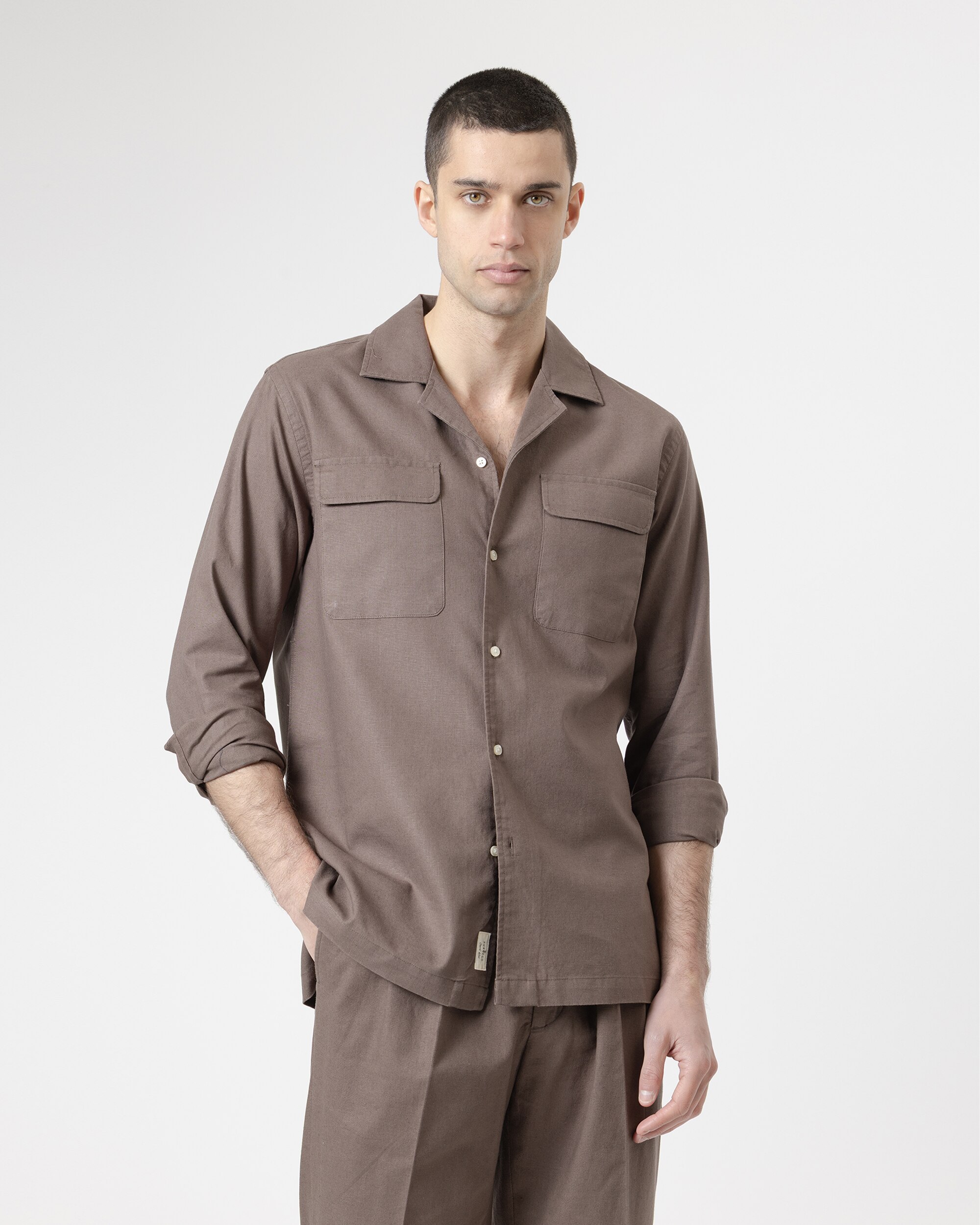 Imagem 0 de Camisa Set Bolsos Regular Fit em Castanho