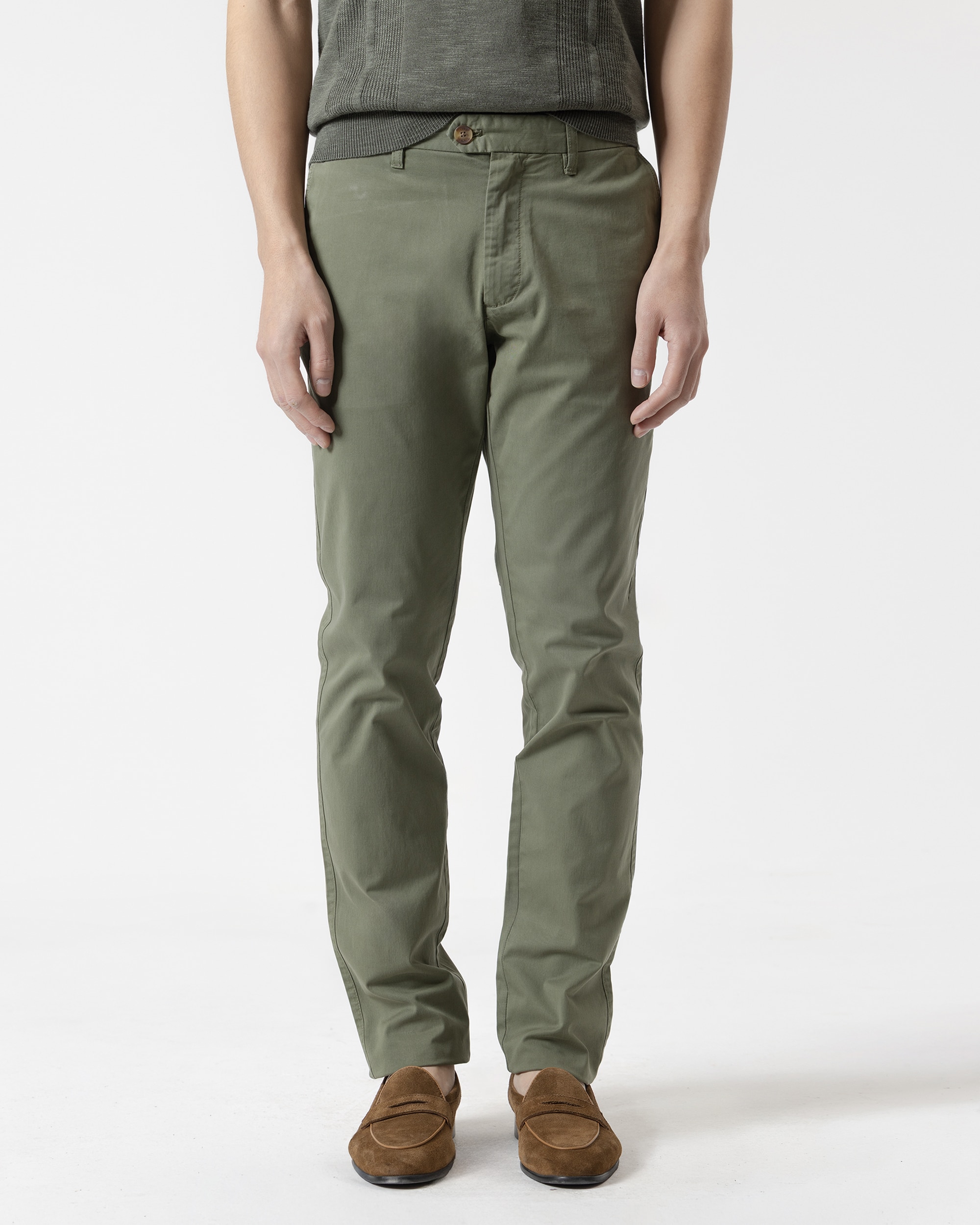 Calças Chino Twill Algodão Slim Fit Verde-2