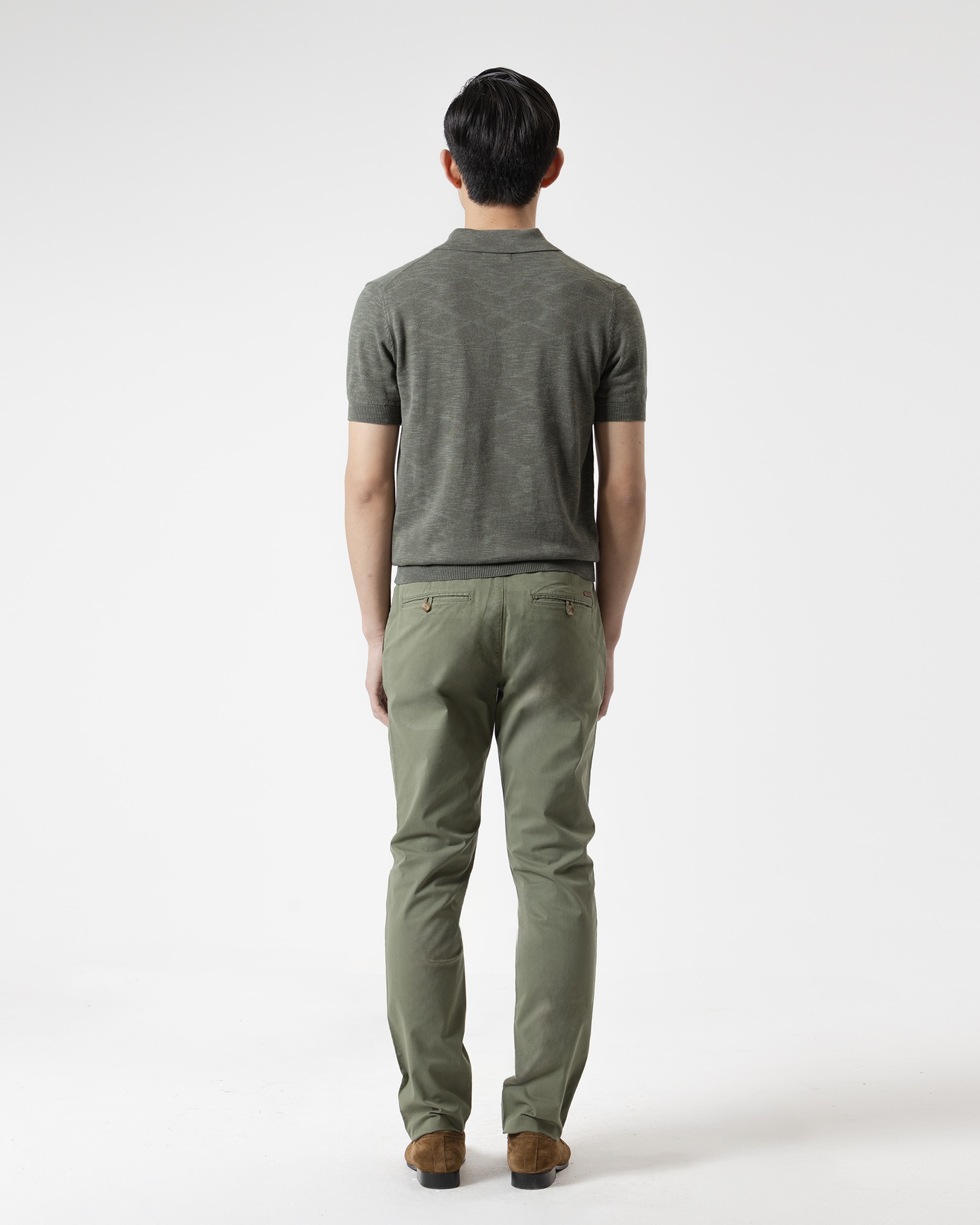Calças Chino Twill Algodão Slim Fit Verde-4