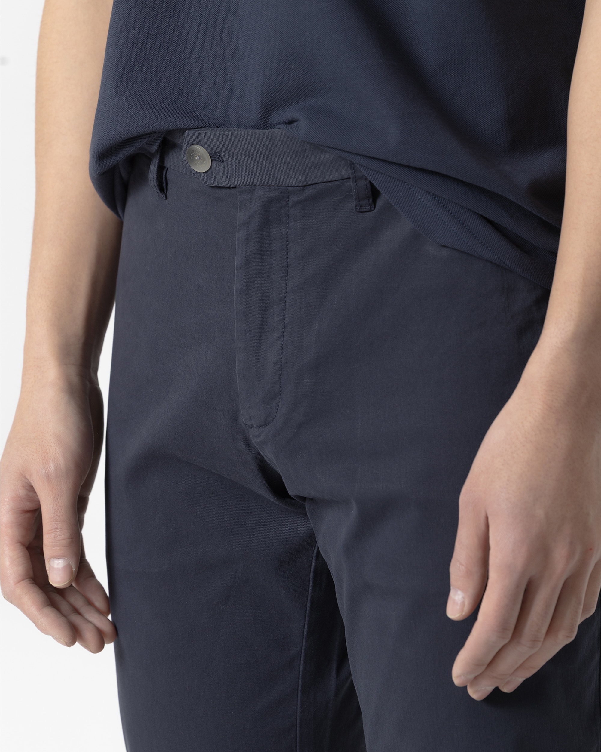 Calças Chino Twill Algodão Slim Fit Azul-escuro-3