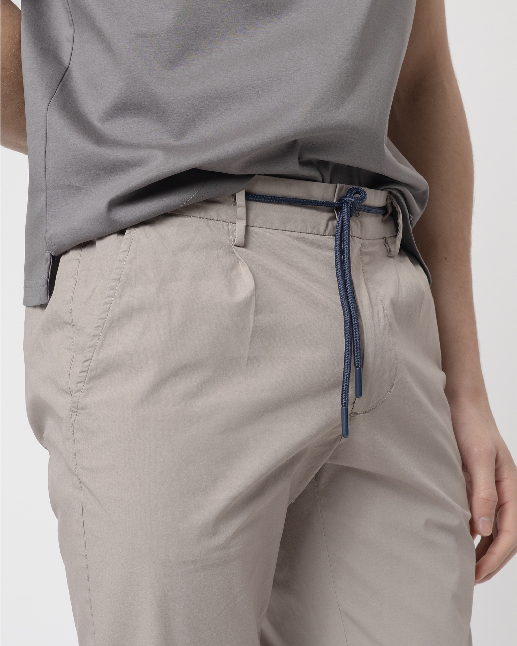 Calças Strecht Slim Fit Areia-3