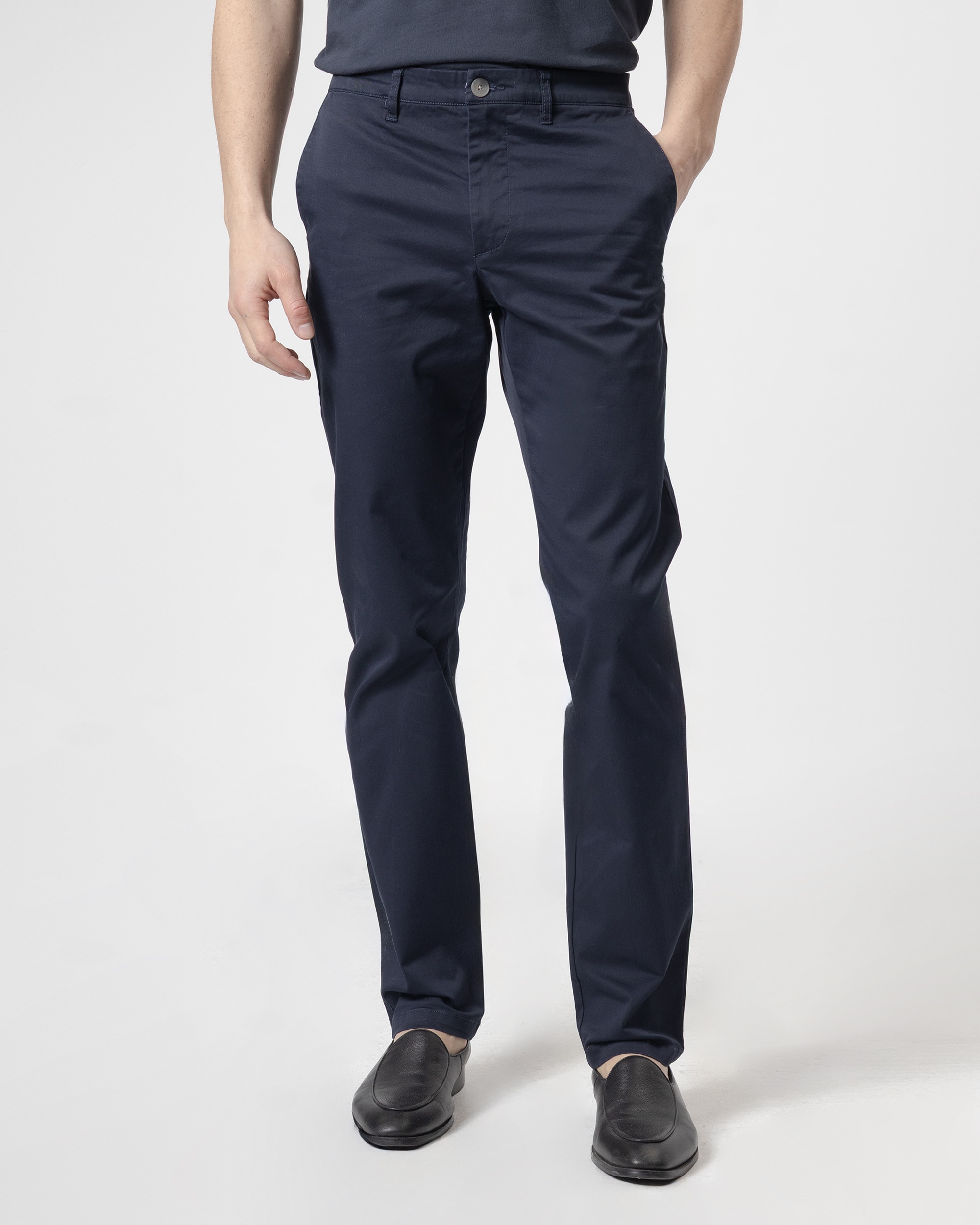 Calças Chino Algodão Slim Fit Azul-marinho-2