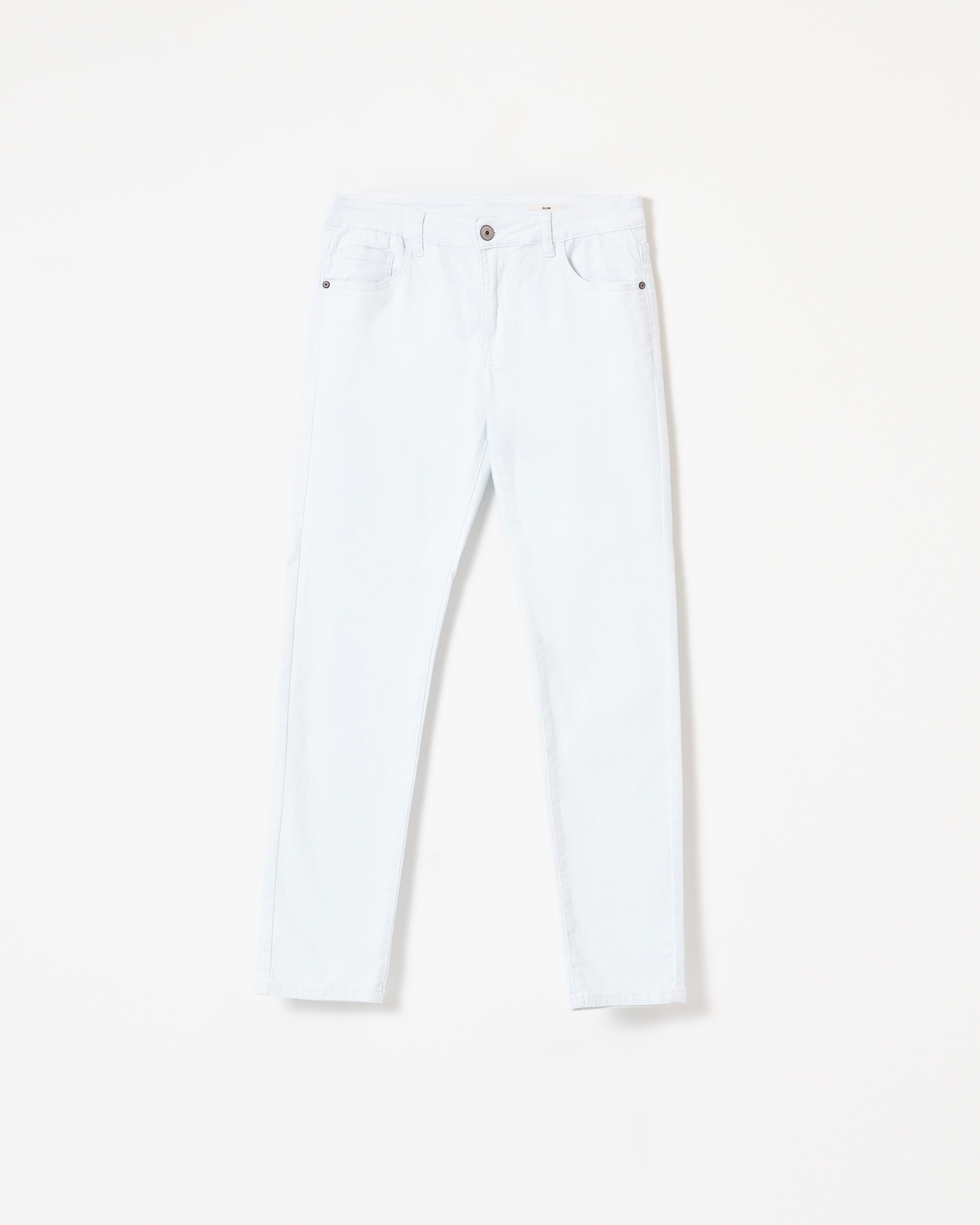 Calças Cinco Bolsos Algodão Slim Fit Branco-5