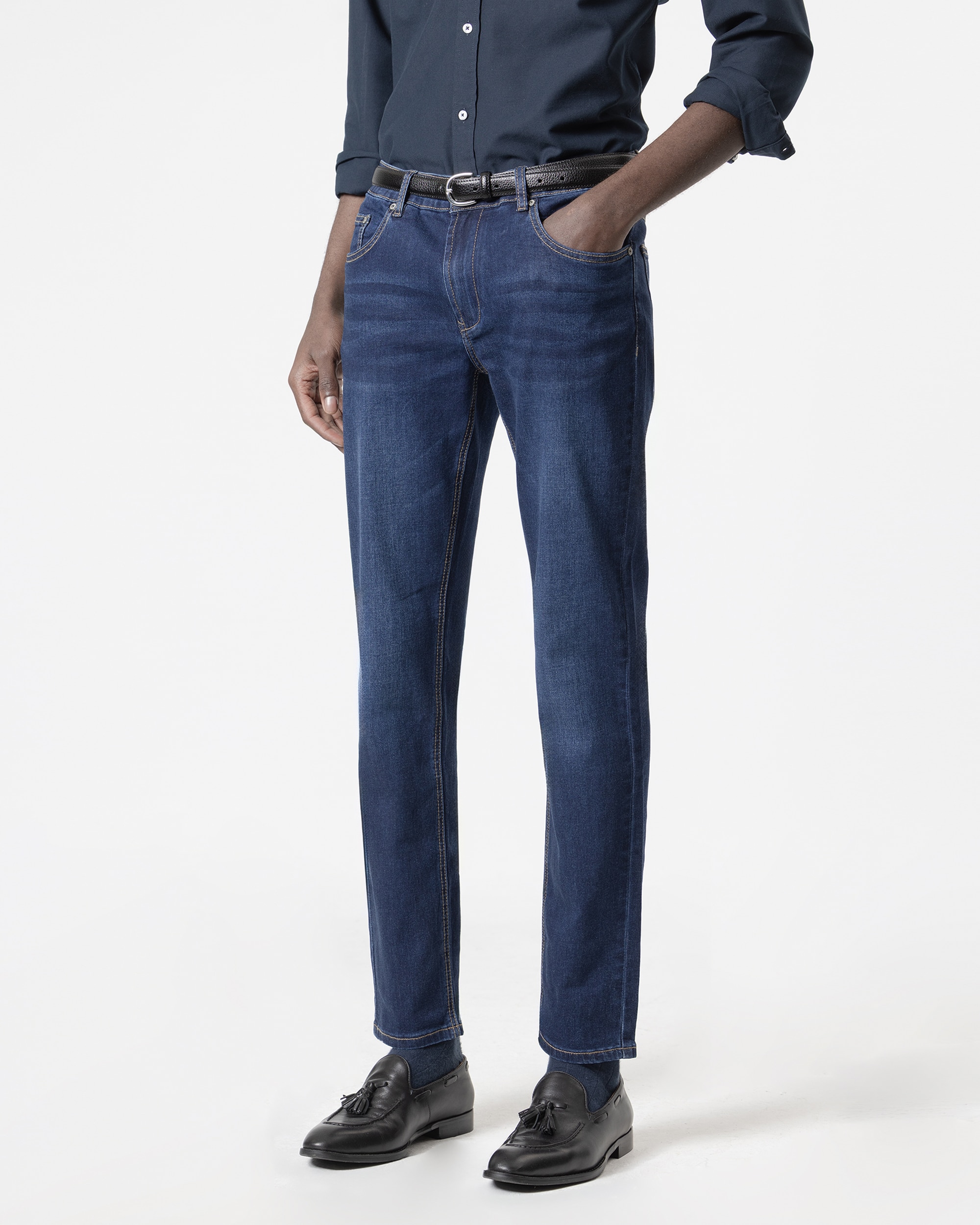 Jeans Slim Fit Raw Denim Azul denim-2