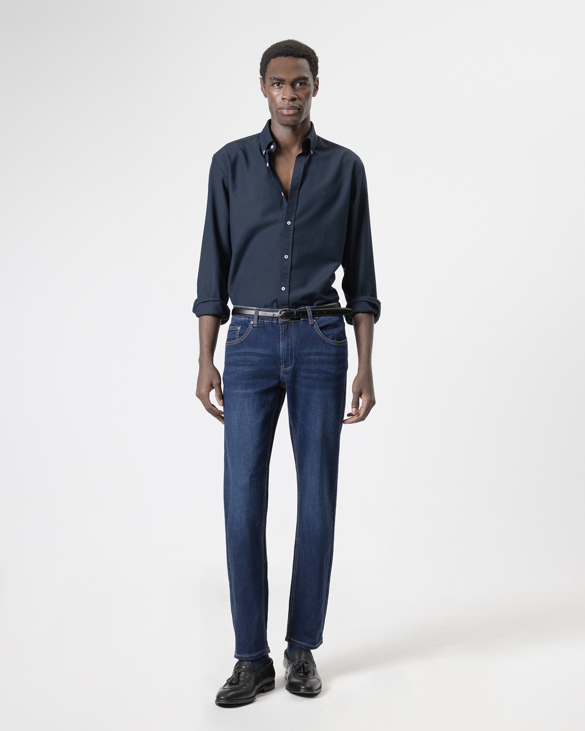 Jeans Slim Fit Raw Denim Azul denim-1