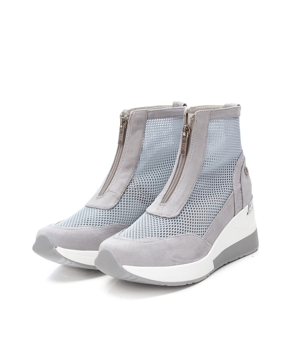 Botins Básicos com Fecho Zip Branco-5
