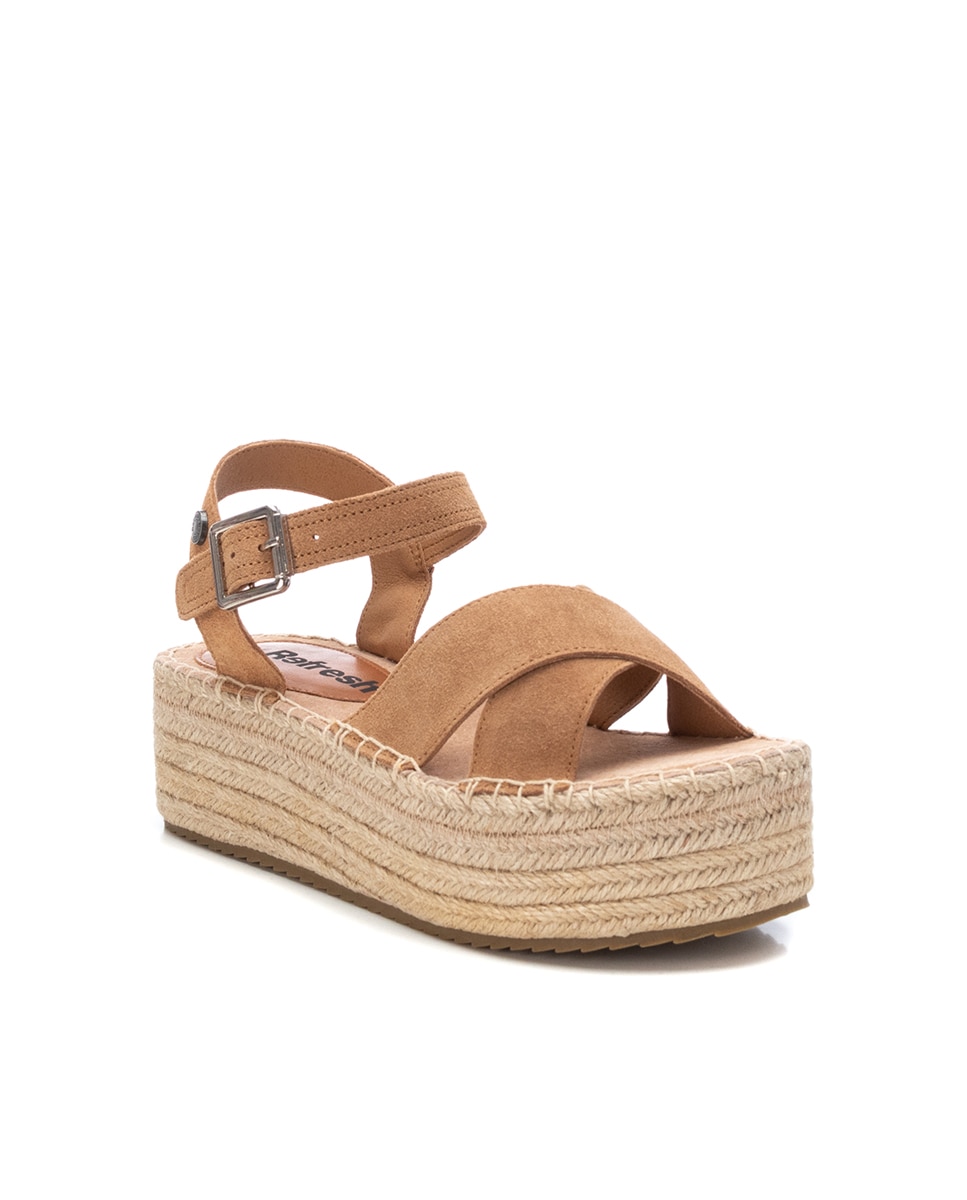 Alpercatas de Pele com Fecho de Fivela Castanho-3