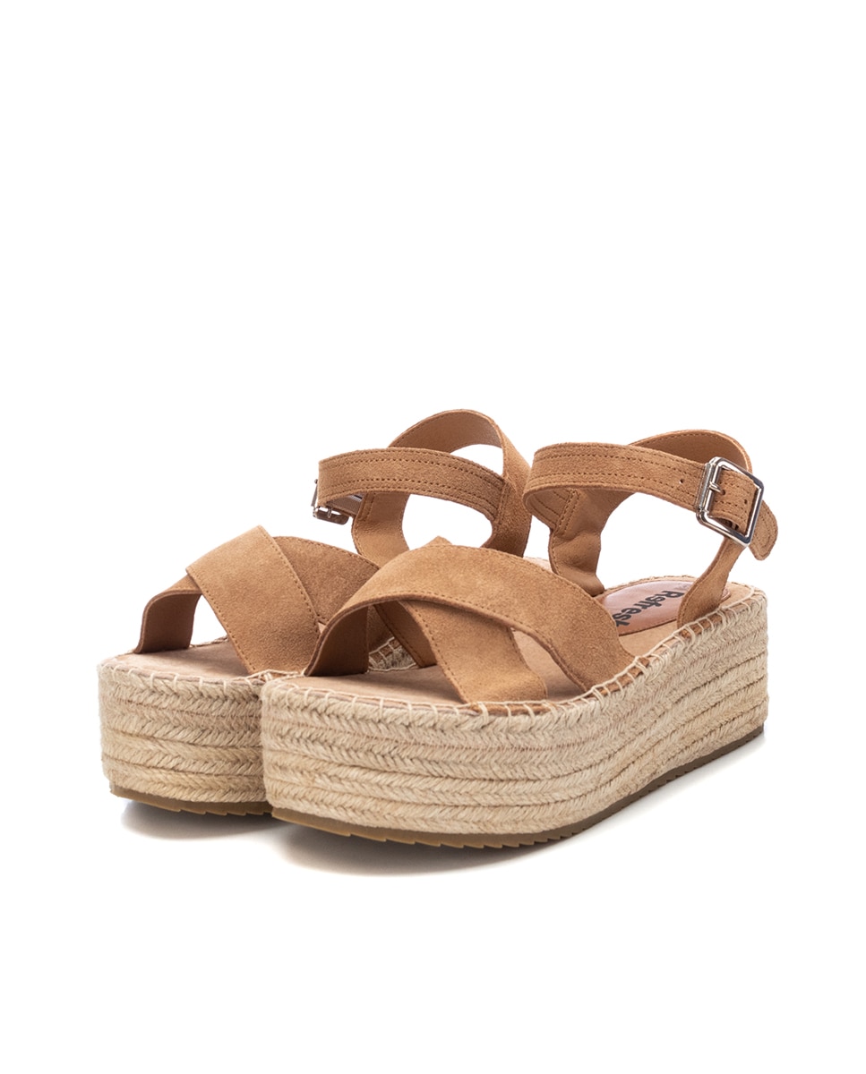 Alpercatas de Pele com Fecho de Fivela Castanho-5